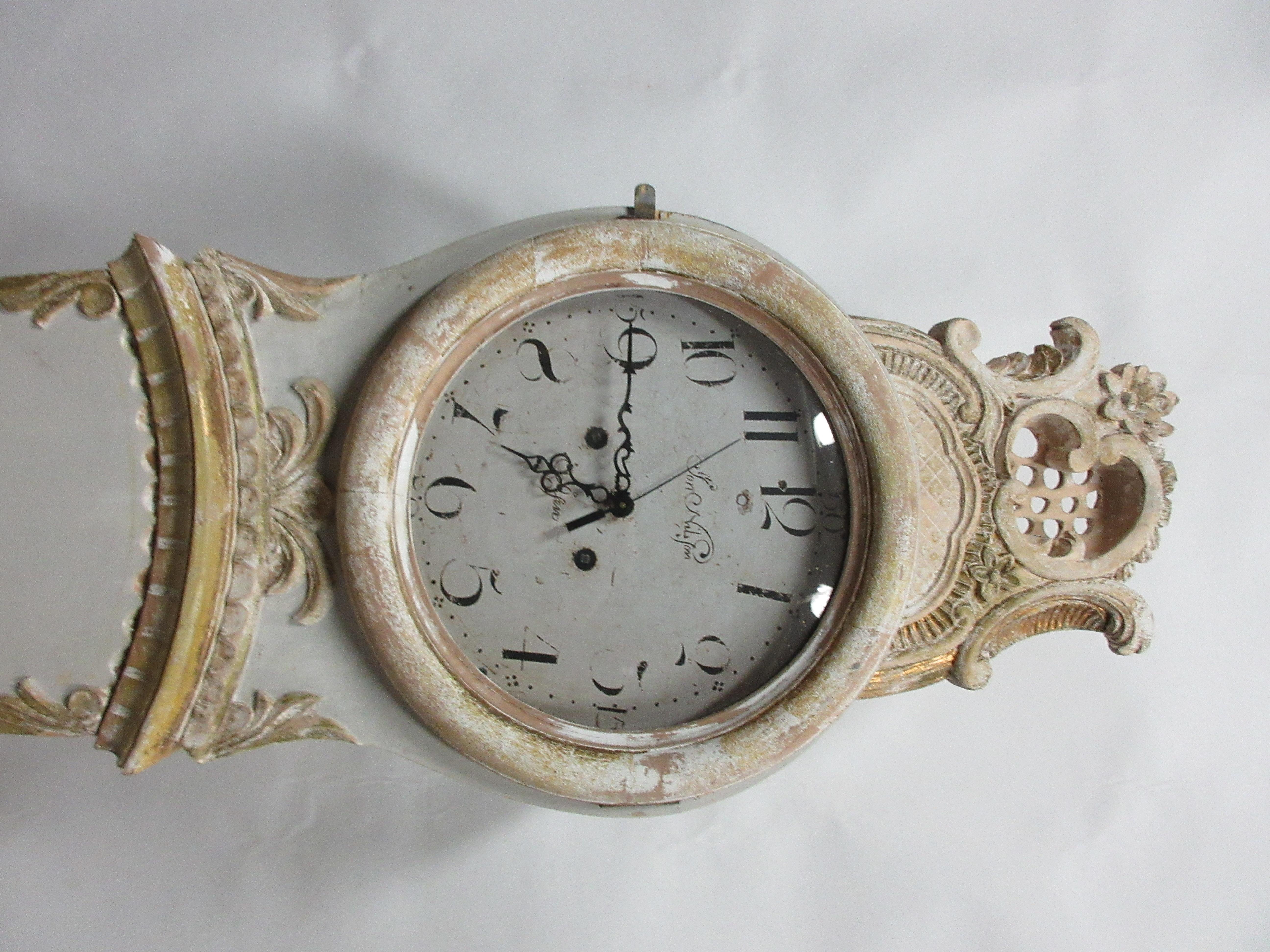 This Rare Swedish Rococo Mora clock has its Original paint on it.