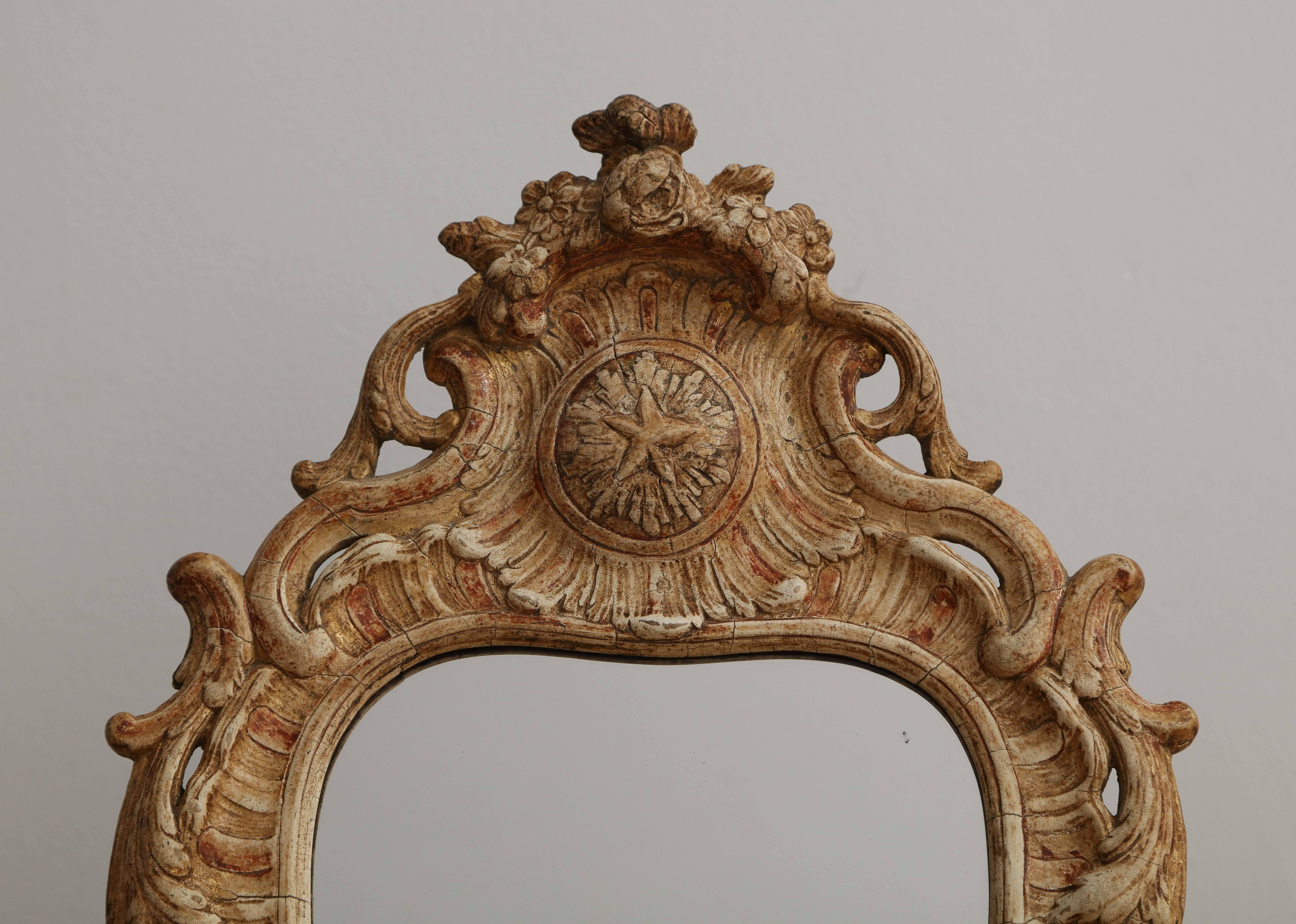 Swedish Rococo Table Mirror, Origin, Stockholm, Sweden, circa 1750