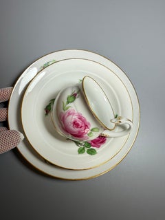 Rococo Tea Set Meissen Rose Swans Handle 1924-1934