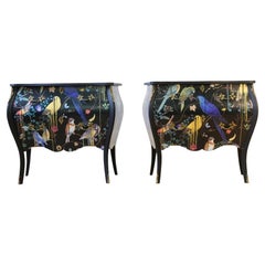 Rococo Three Drawer Chest with Marble Tops, Pair