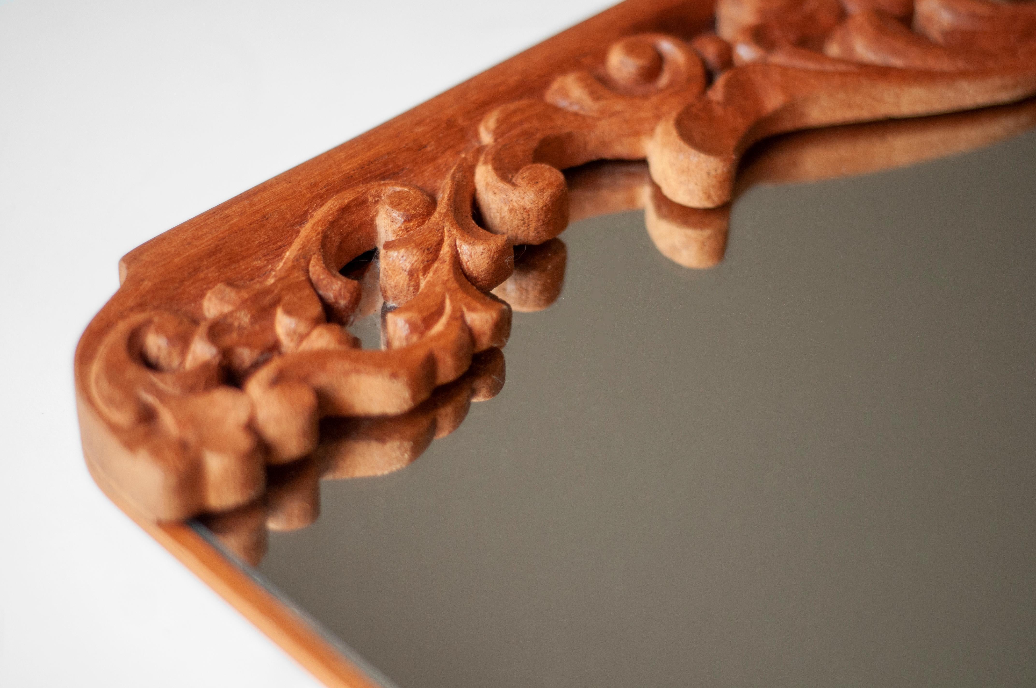 Other Rococó Tray: handcarved in Brazil in Red cedar wood For Sale
