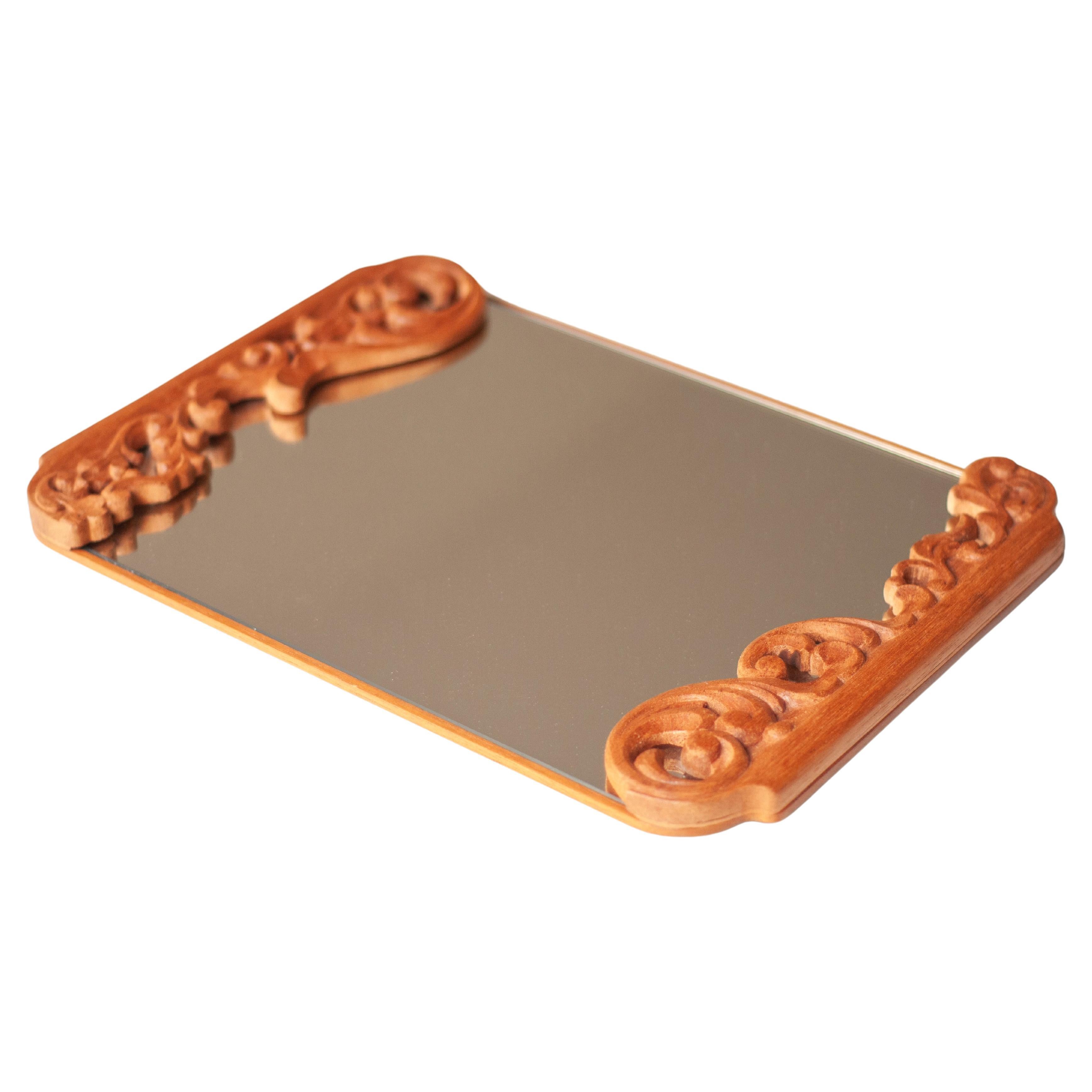 Rococó Tray: handcarved in Brazil in Red cedar wood For Sale