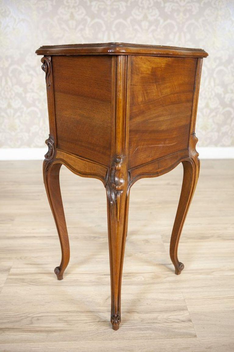 Rococo Walnut Night Stand From the Turn of the Centuries With Marble Top For Sale 4