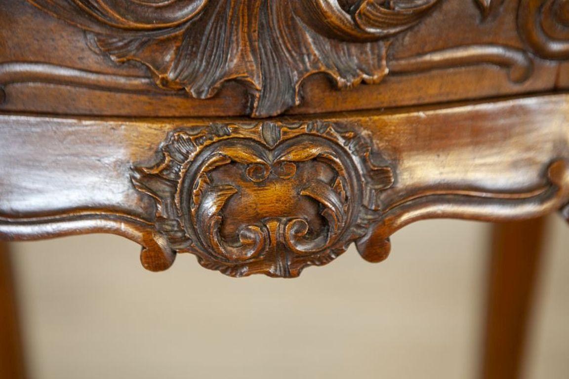 Rococo Walnut Night Stand From the Turn of the Centuries With Marble Top For Sale 3