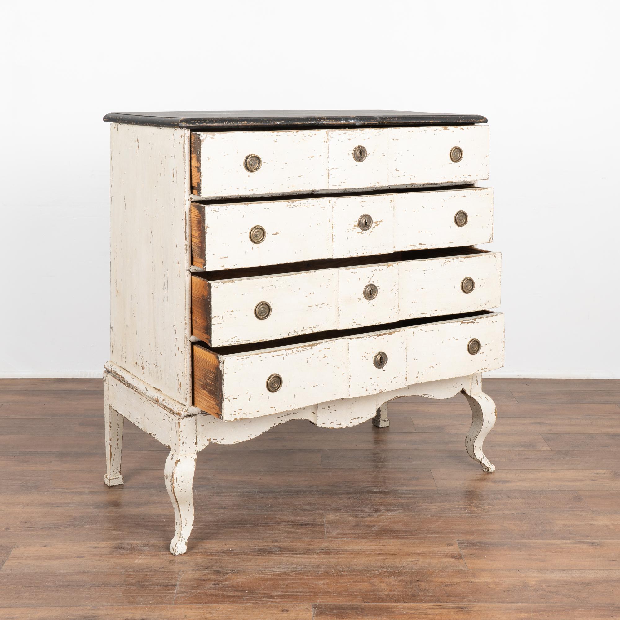 Danish Rococo White Painted Chest of Drawers, Denmark circa 1770 For Sale