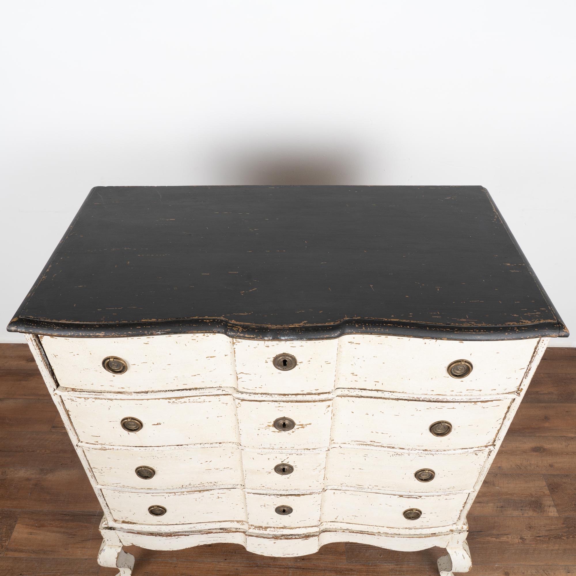18th Century Rococo White Painted Chest of Drawers, Denmark circa 1770 For Sale