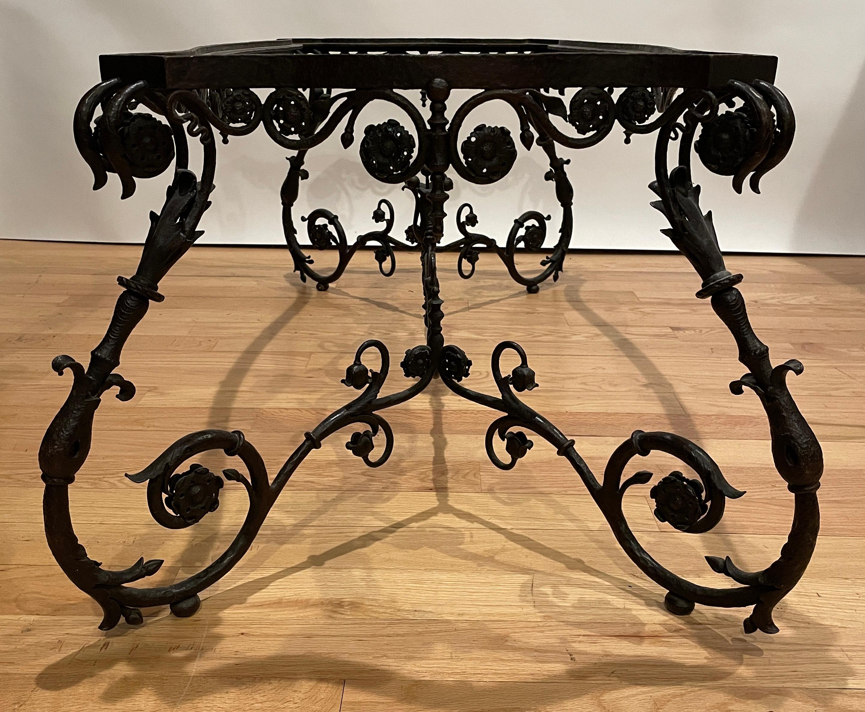 Hand Wrought Iron Low Table In Good Condition For Sale In Norwood, NJ