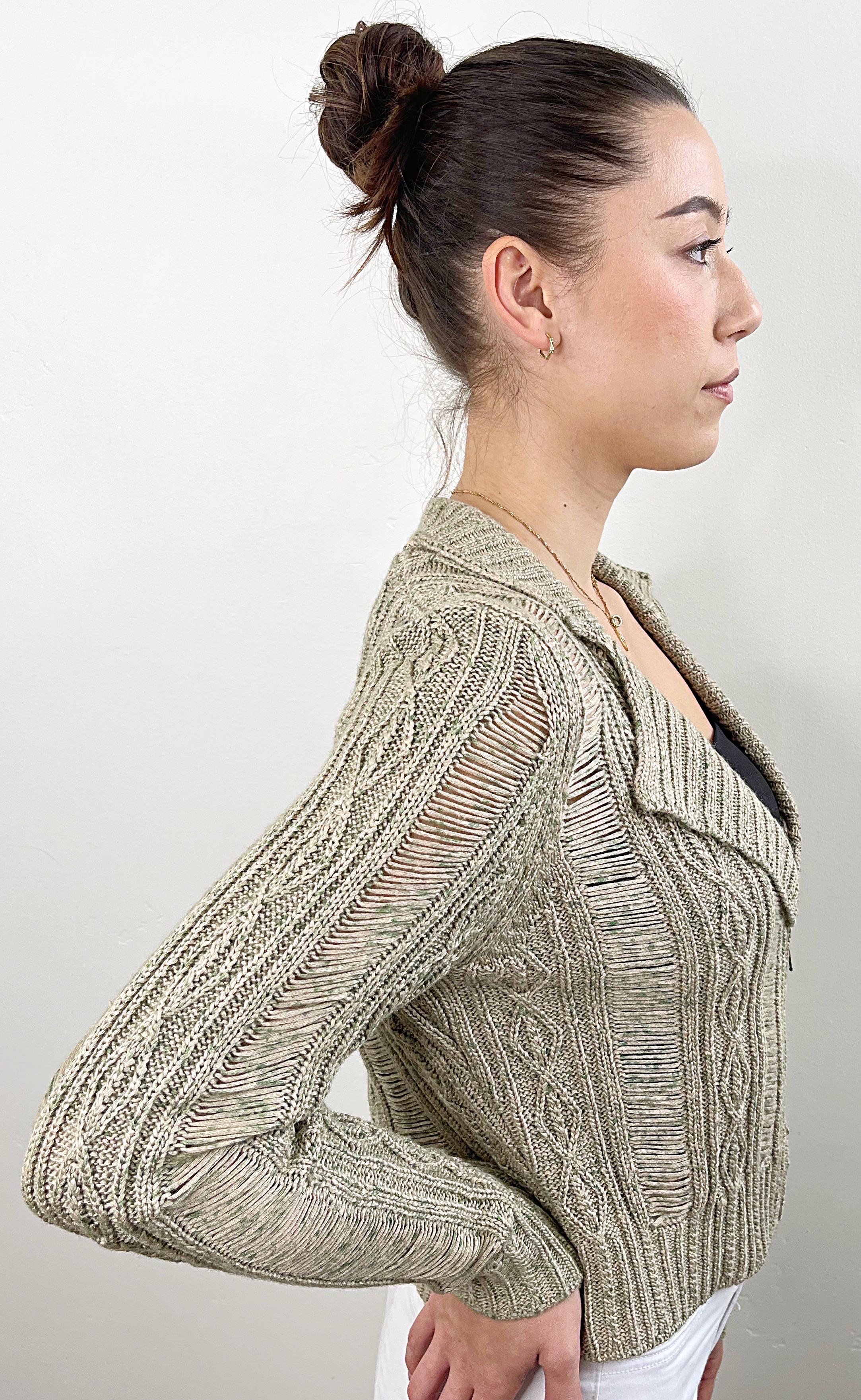 Chaqueta acrílica recortada verde caqui Rodarte for Opening Ceremony talla grande en venta 6