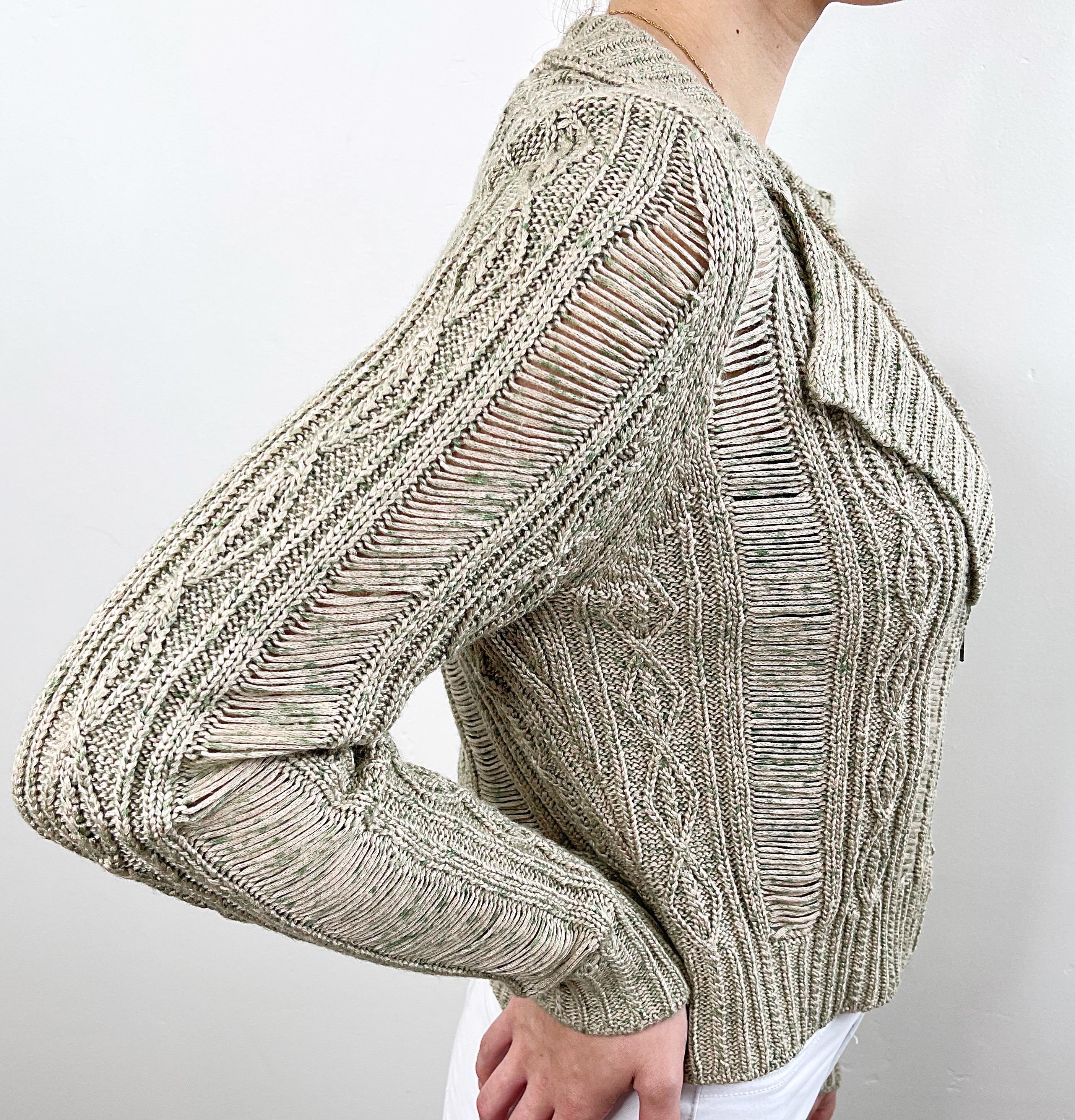 Chaqueta acrílica recortada verde caqui Rodarte for Opening Ceremony talla grande en venta 8