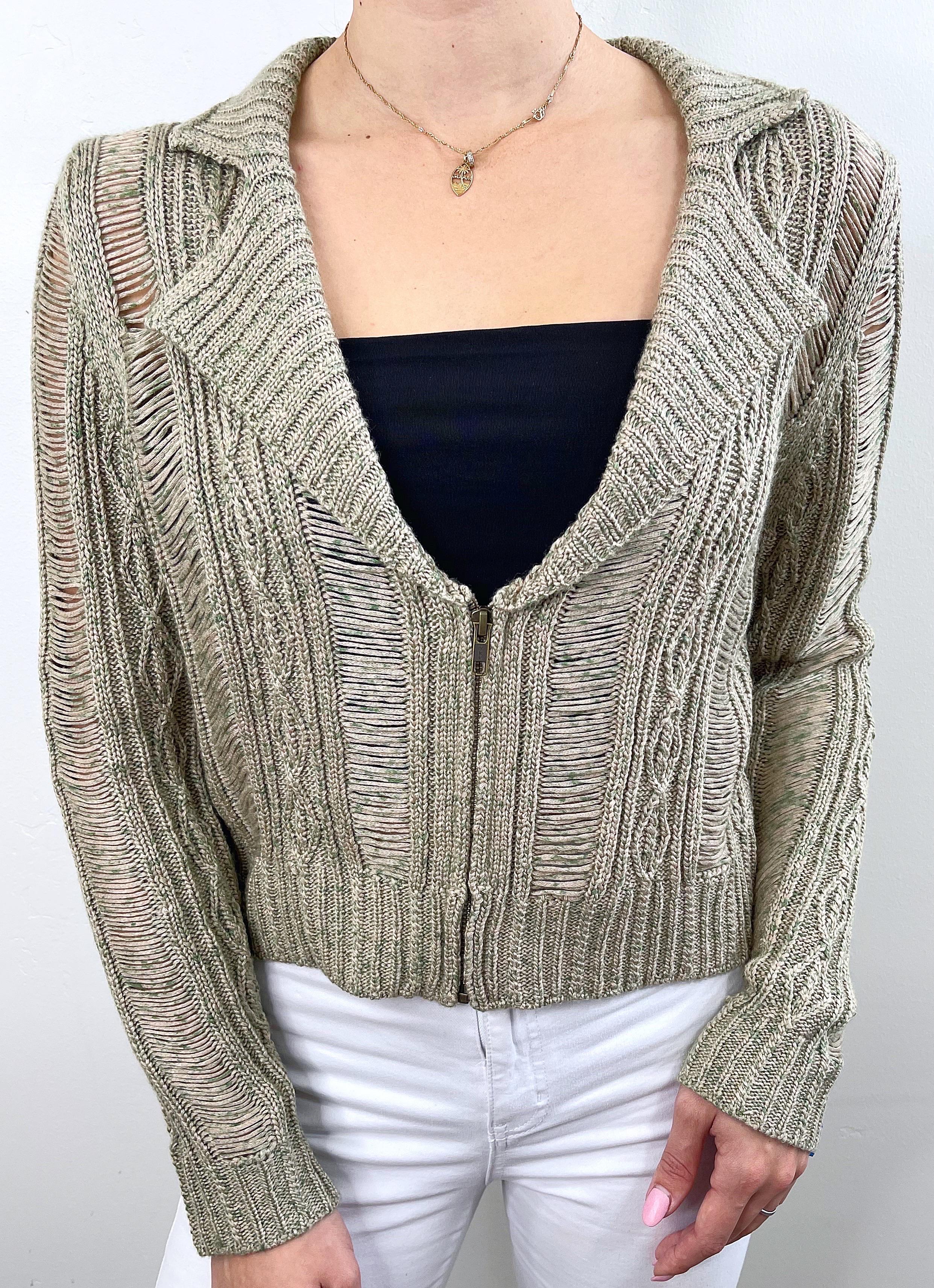 Chaqueta acrílica recortada verde caqui Rodarte for Opening Ceremony talla grande en venta 9