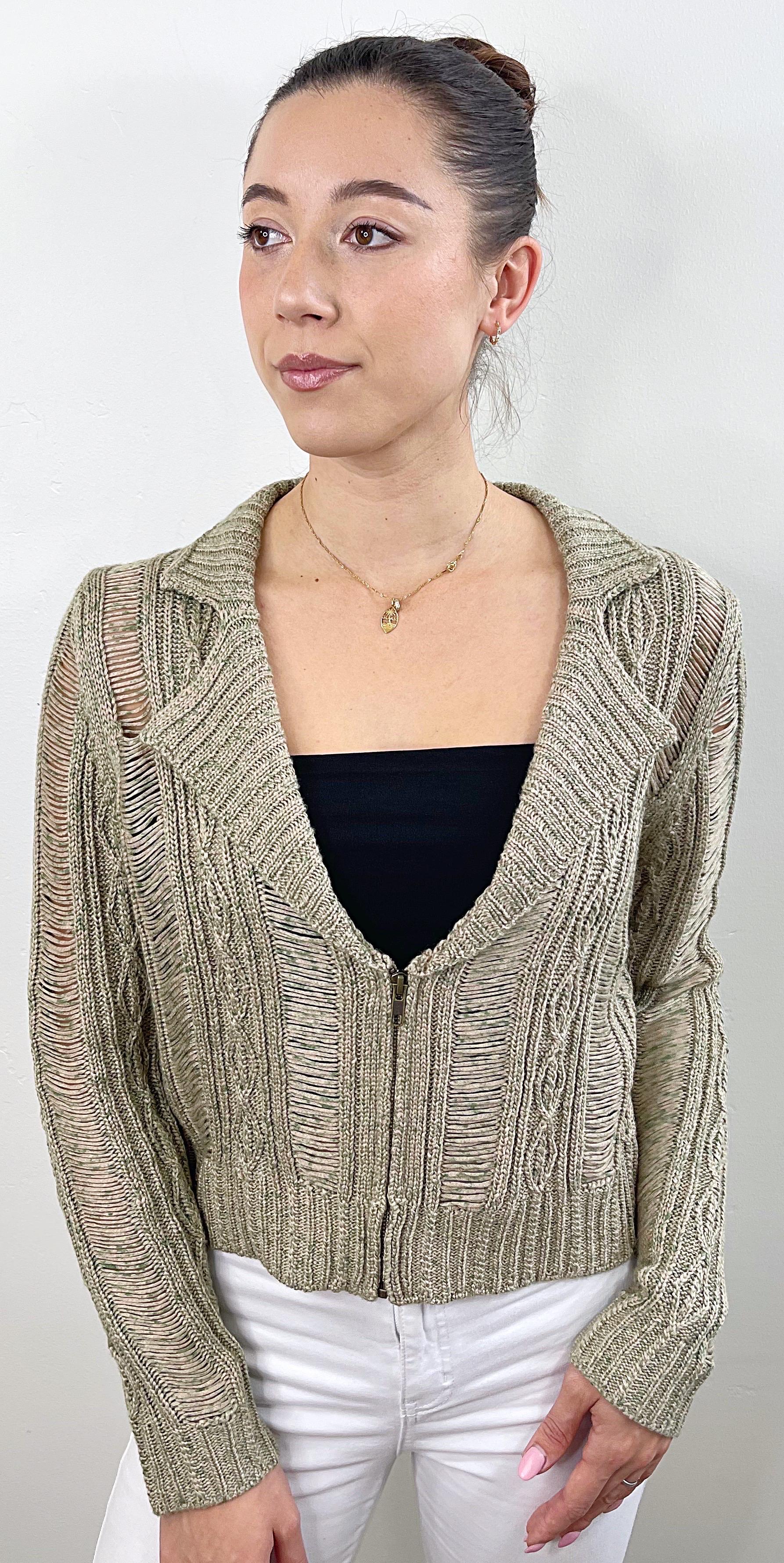 Chaqueta acrílica recortada verde caqui Rodarte for Opening Ceremony talla grande Beige en venta