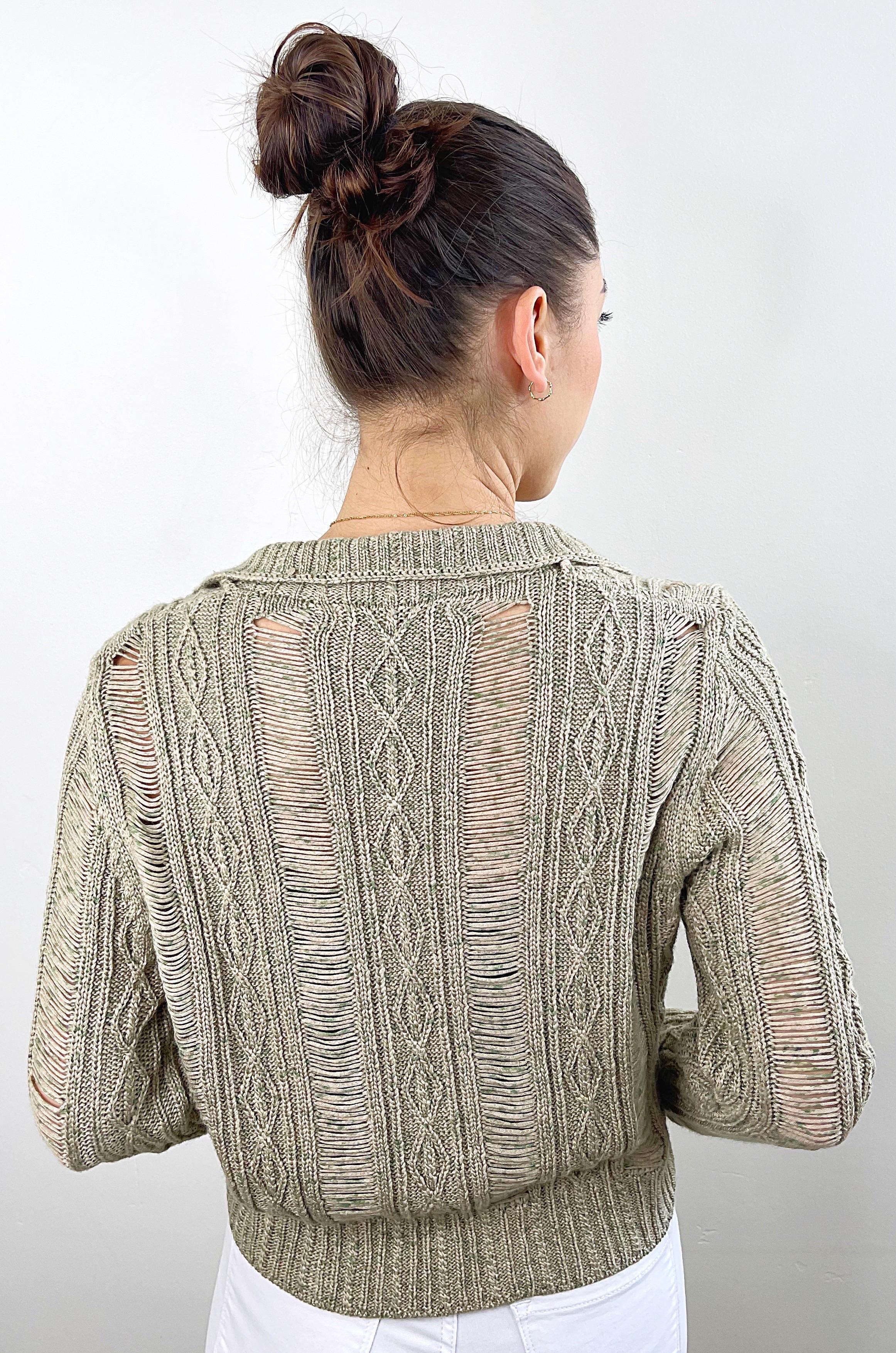 Chaqueta acrílica recortada verde caqui Rodarte for Opening Ceremony talla grande en venta 2