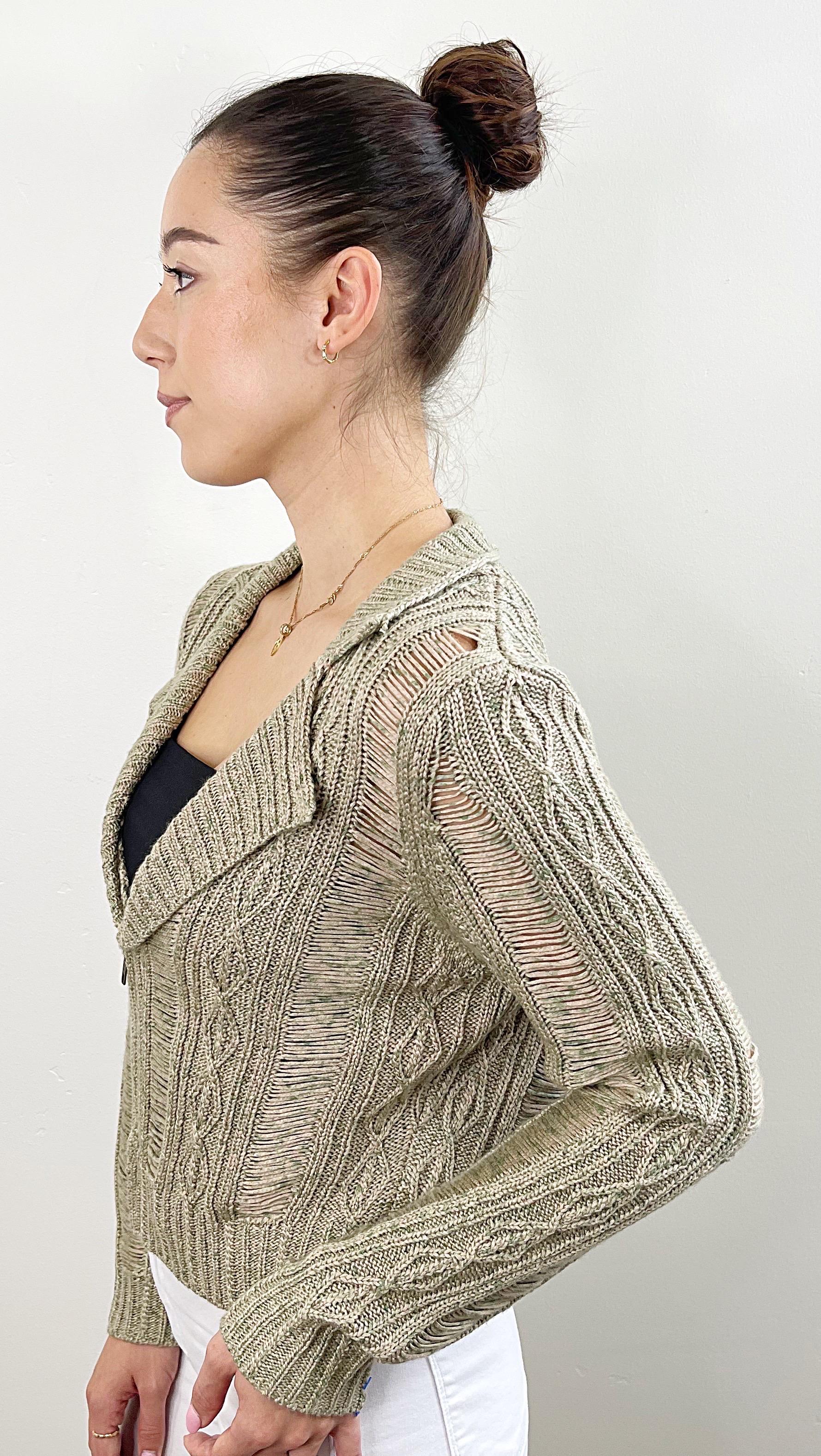 Chaqueta acrílica recortada verde caqui Rodarte for Opening Ceremony talla grande en venta 4