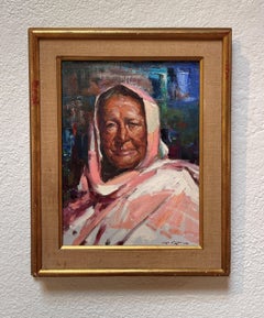 "Taos Indian" - Realist Female Portrait, Oil Painting on Canvas
