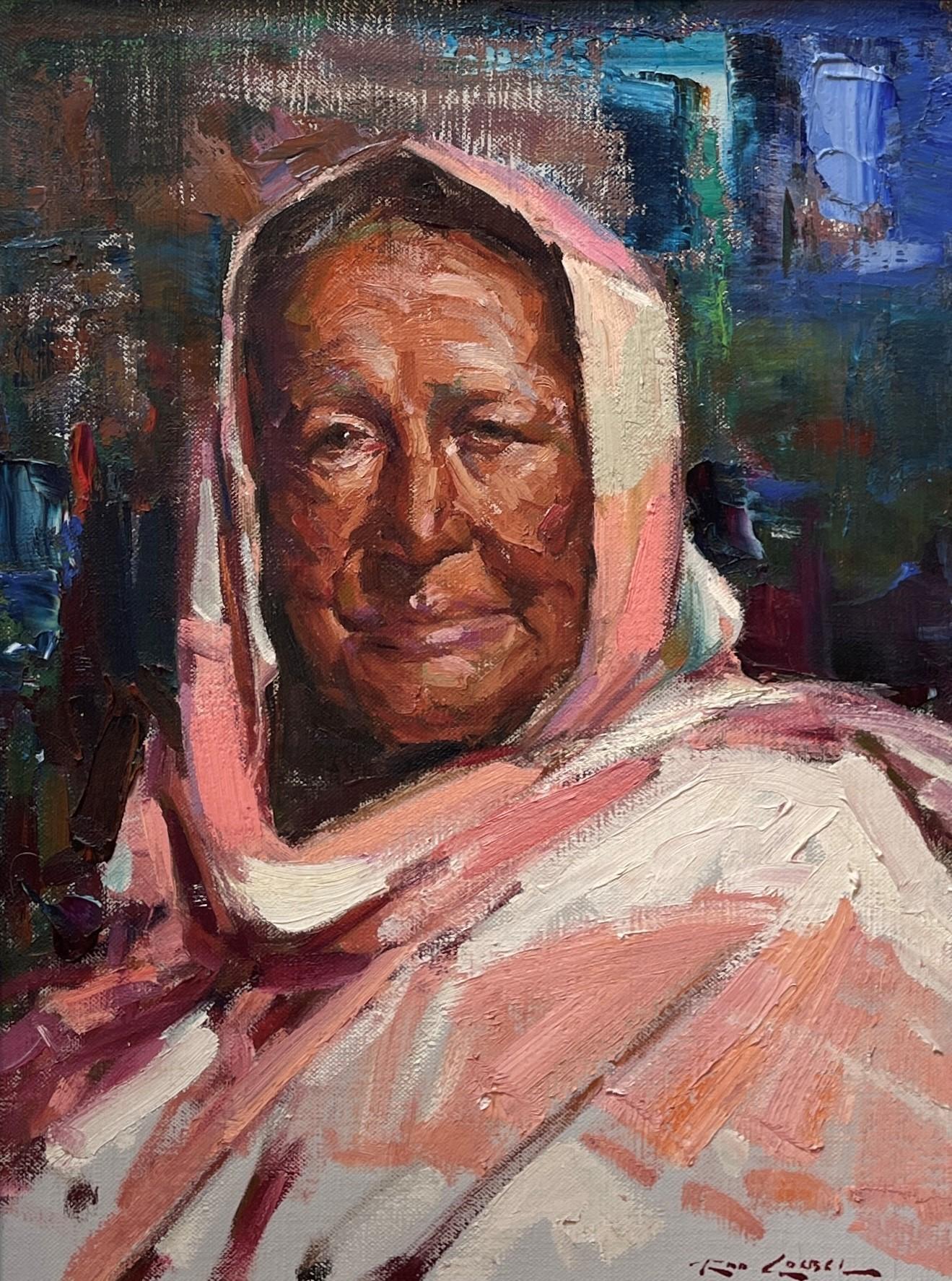"Taos Indianer" - Realistisches Frauenporträt, Ölgemälde auf Leinwand