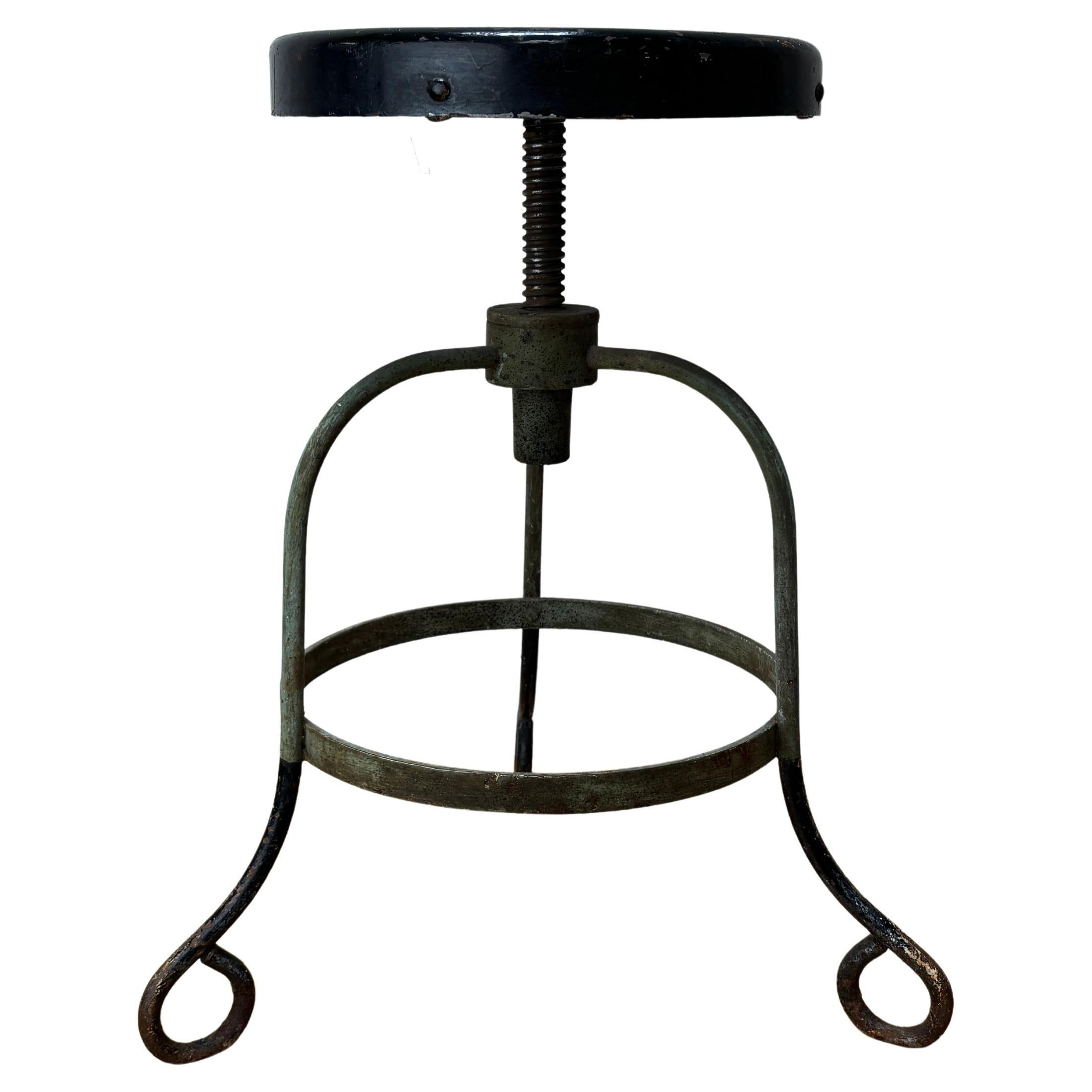Rod Iron Adjustable Stool 1920's