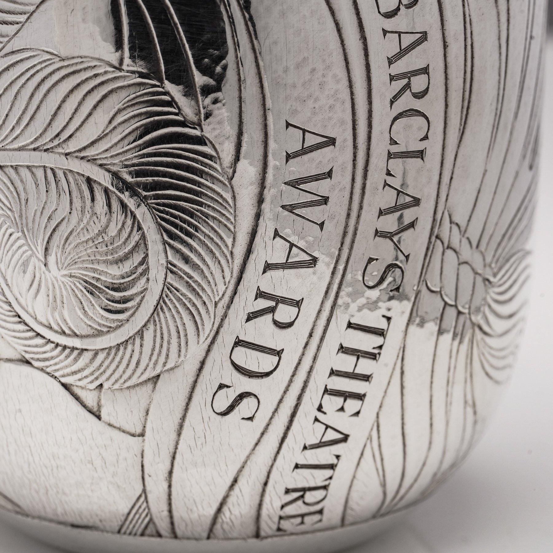 Late 20th Century Rod Kelly MA RCA Silversmith Barclays Theatre Awards silver gilt cased beaker For Sale