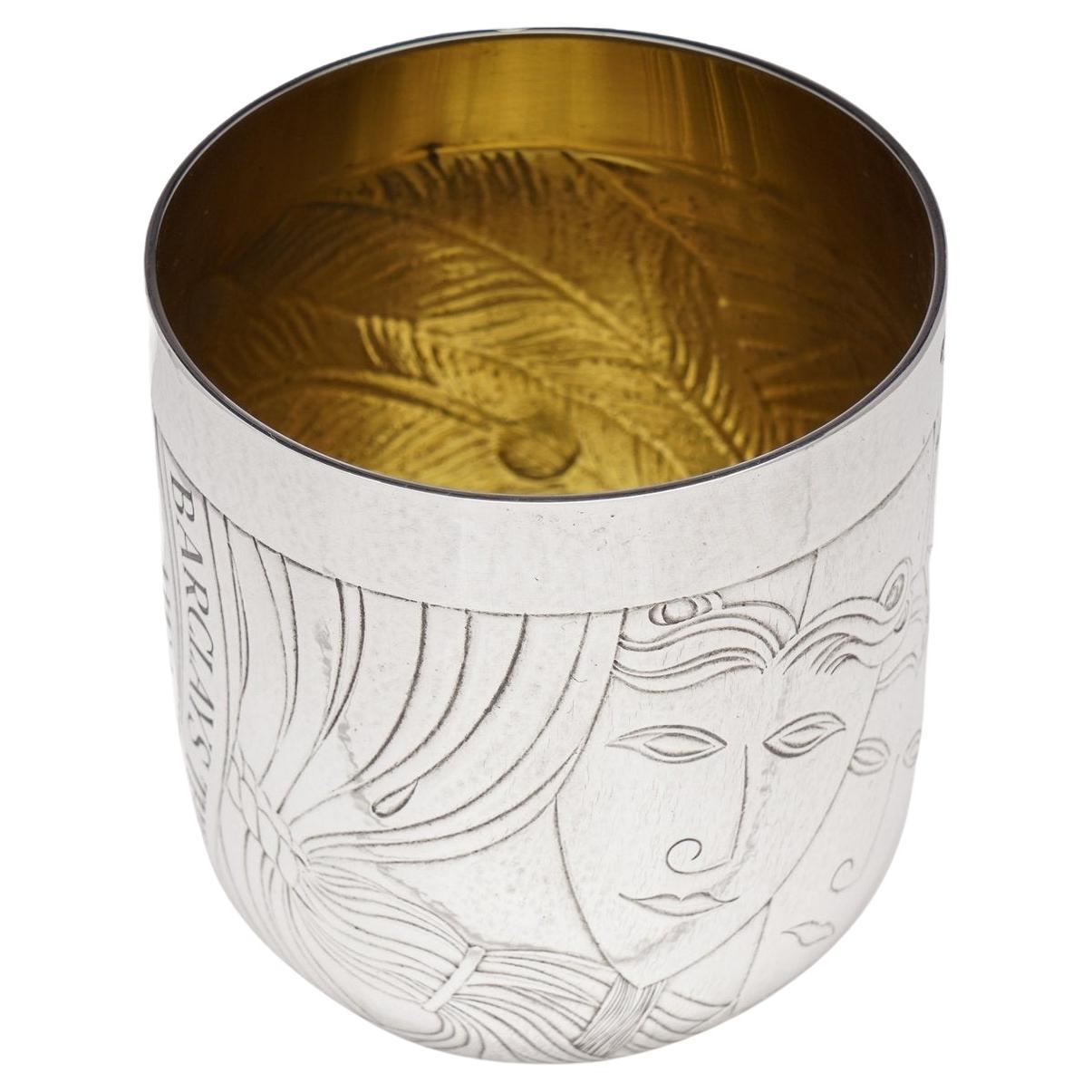 Rod Kelly MA RCA Silversmith Barclays Theatre Awards silver gilt cased beaker For Sale