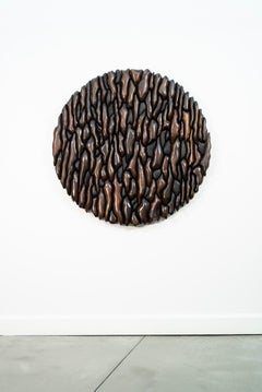 Roots and Ashes - scultura da parete moderna, contemporanea, in frassino, noce e legno tinto