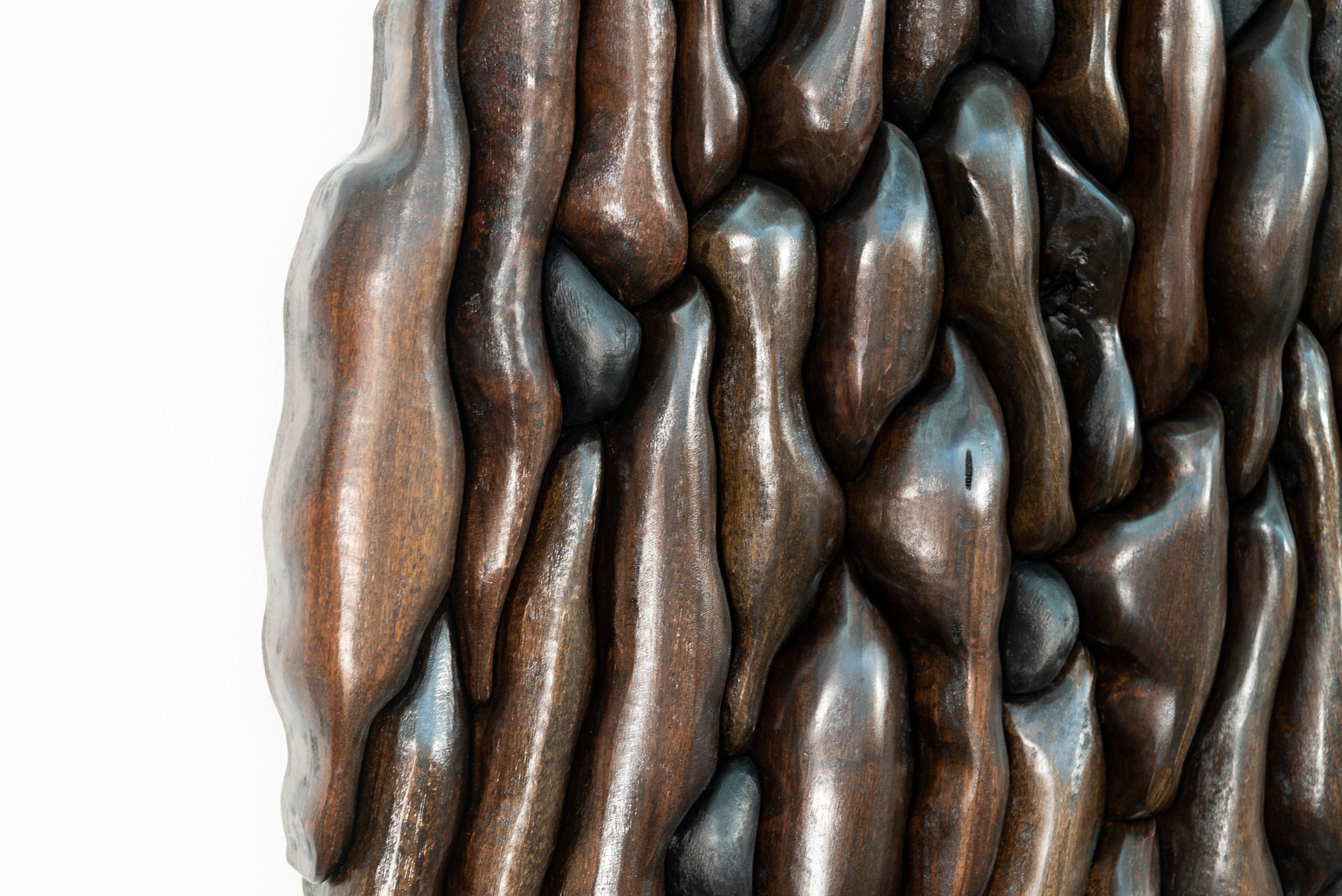 Roots and Ashes - modern, contemporary, ash, walnut, stained wood wall sculpture For Sale 3