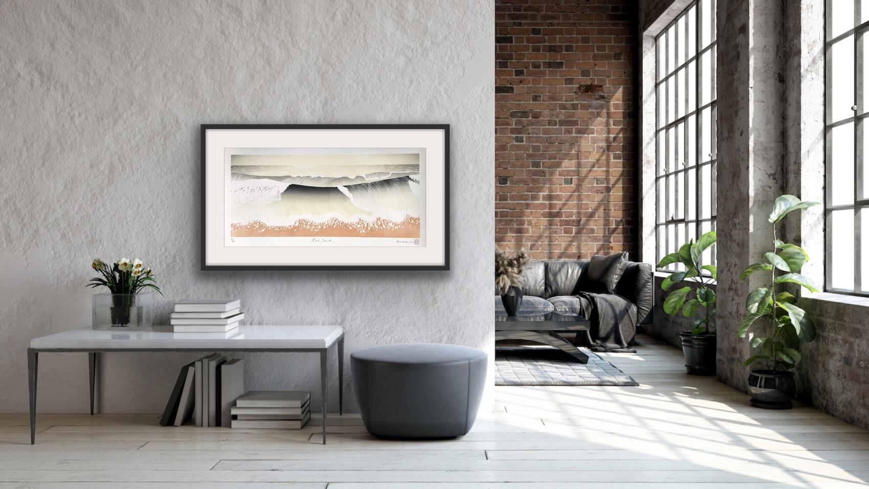 Roter Sand, Rod Nelson, Holzschnitt, traditioneller handgefertigter Druck, zeitgenössischer Druck – Print von Rod Nelson 