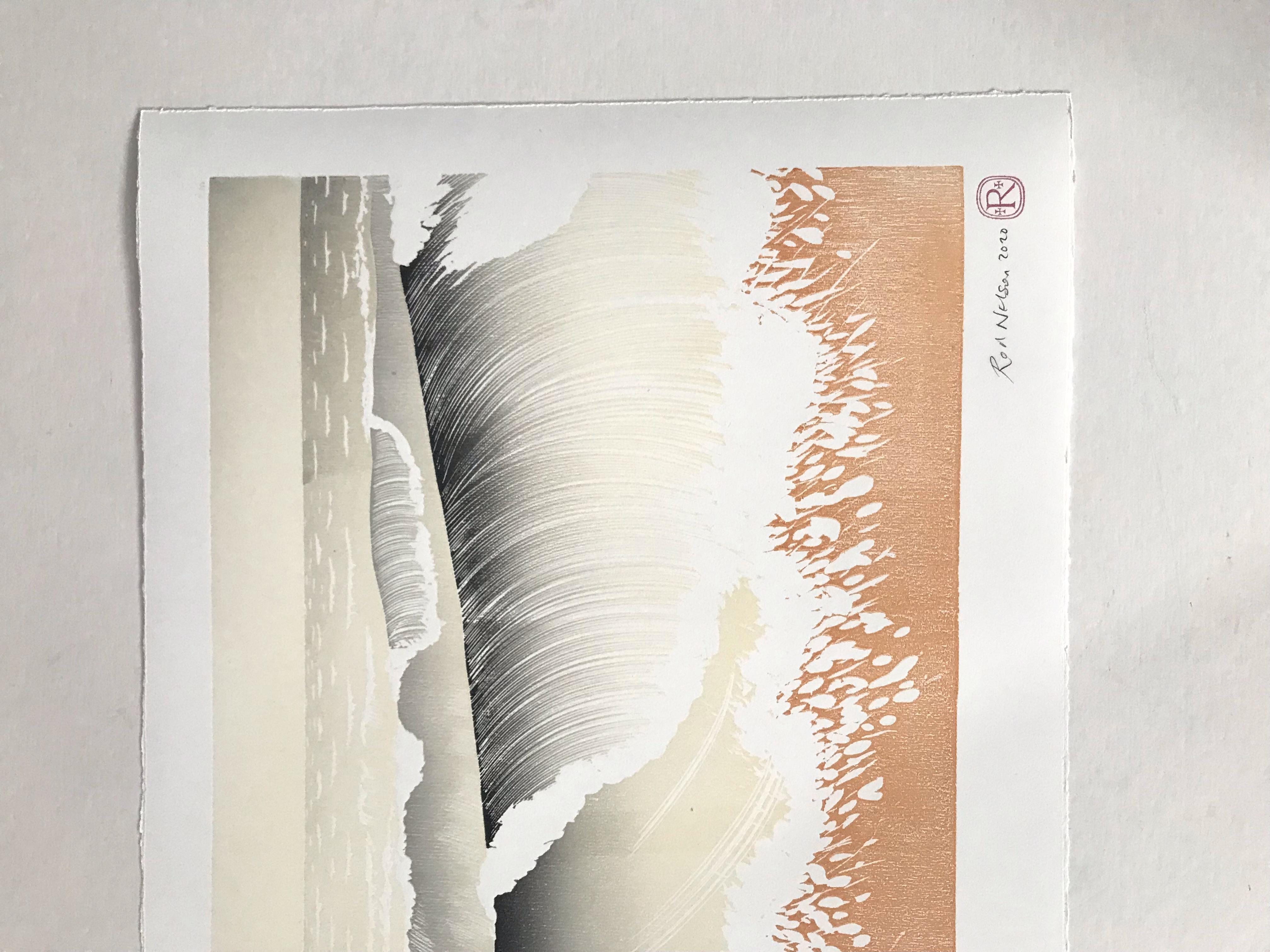 Roter Sand von Rod Nelson [2022]
limitierte_Auflage und vom Künstler handsigniert 
Holzschnittdruck auf Somerset Satin 300gsm säurefreies Papier
Auflage von 50 Stück
Bildgröße: H:39 cm x B:88 cm
Komplette Größe des ungerahmten Werks: H:39 cm x B:88