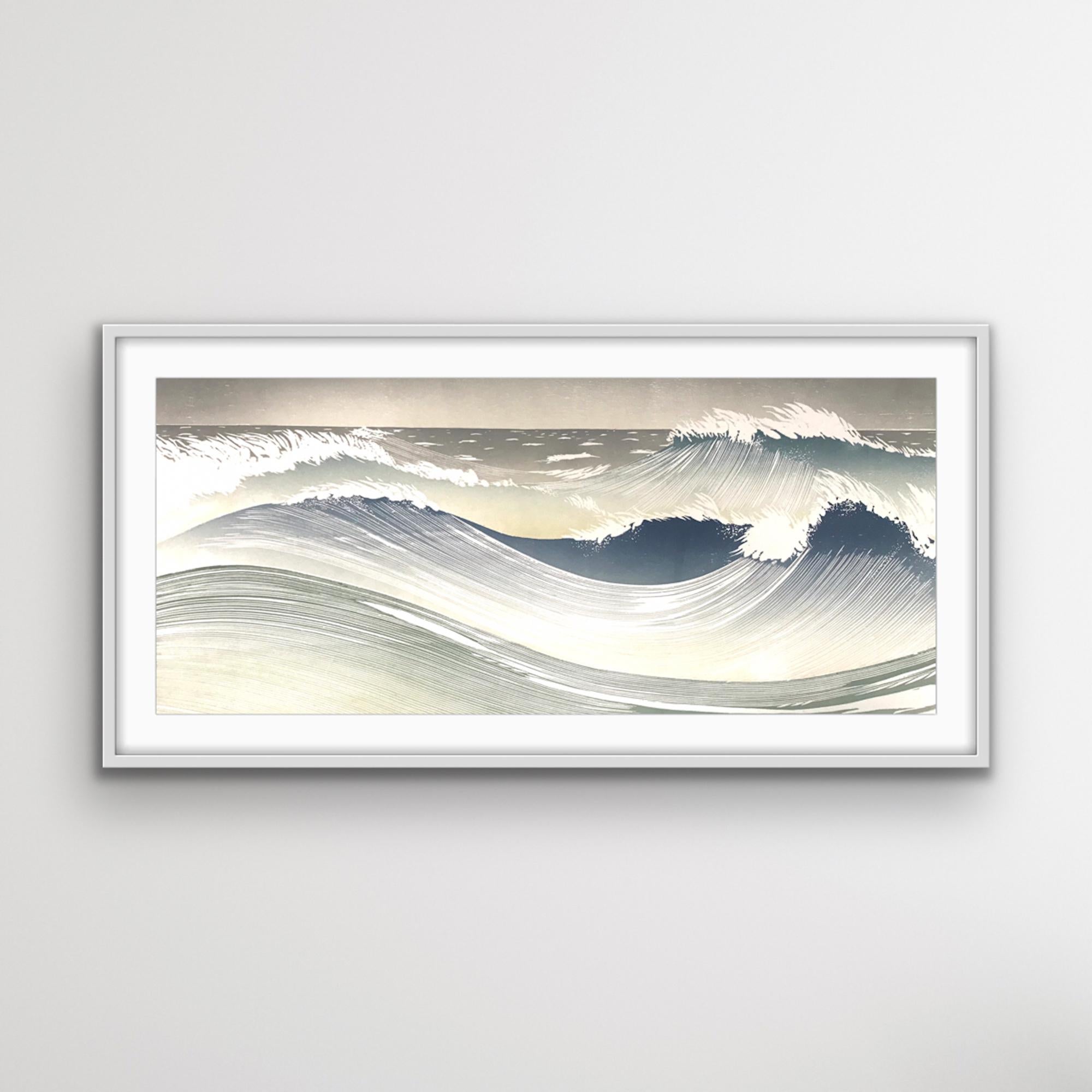 Tide Race, japanische Holzschnittkunst, Meereskunst, Kunst für Ihr Strandhaus, Küstenkunst (Zeitgenössisch), Print, von Rod Nelson 