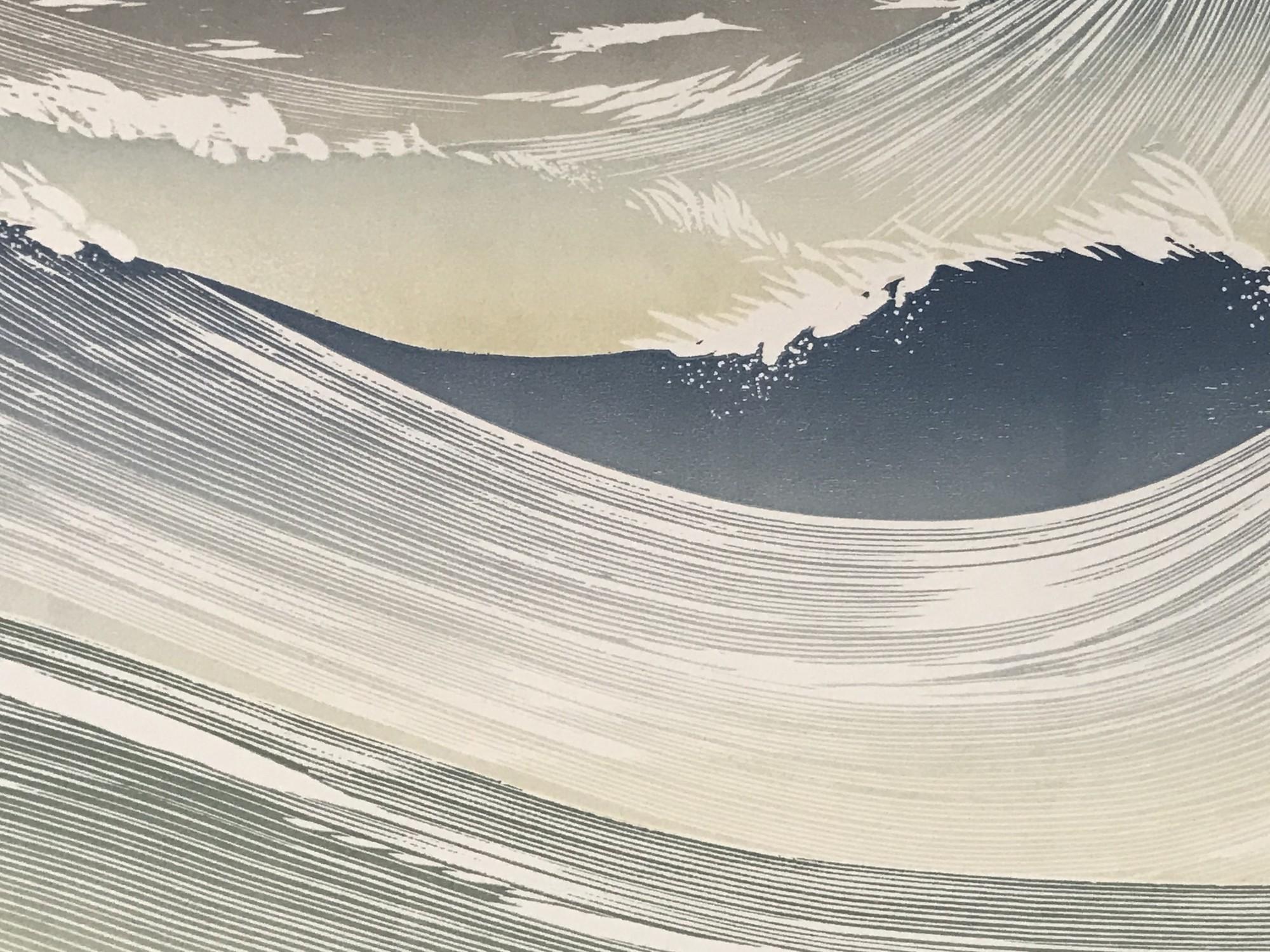 Tide Race, Japanese Woodcut Art, Ocean Art, Art for your Beach House, Coastal - Contemporary Print by Rod Nelson 
