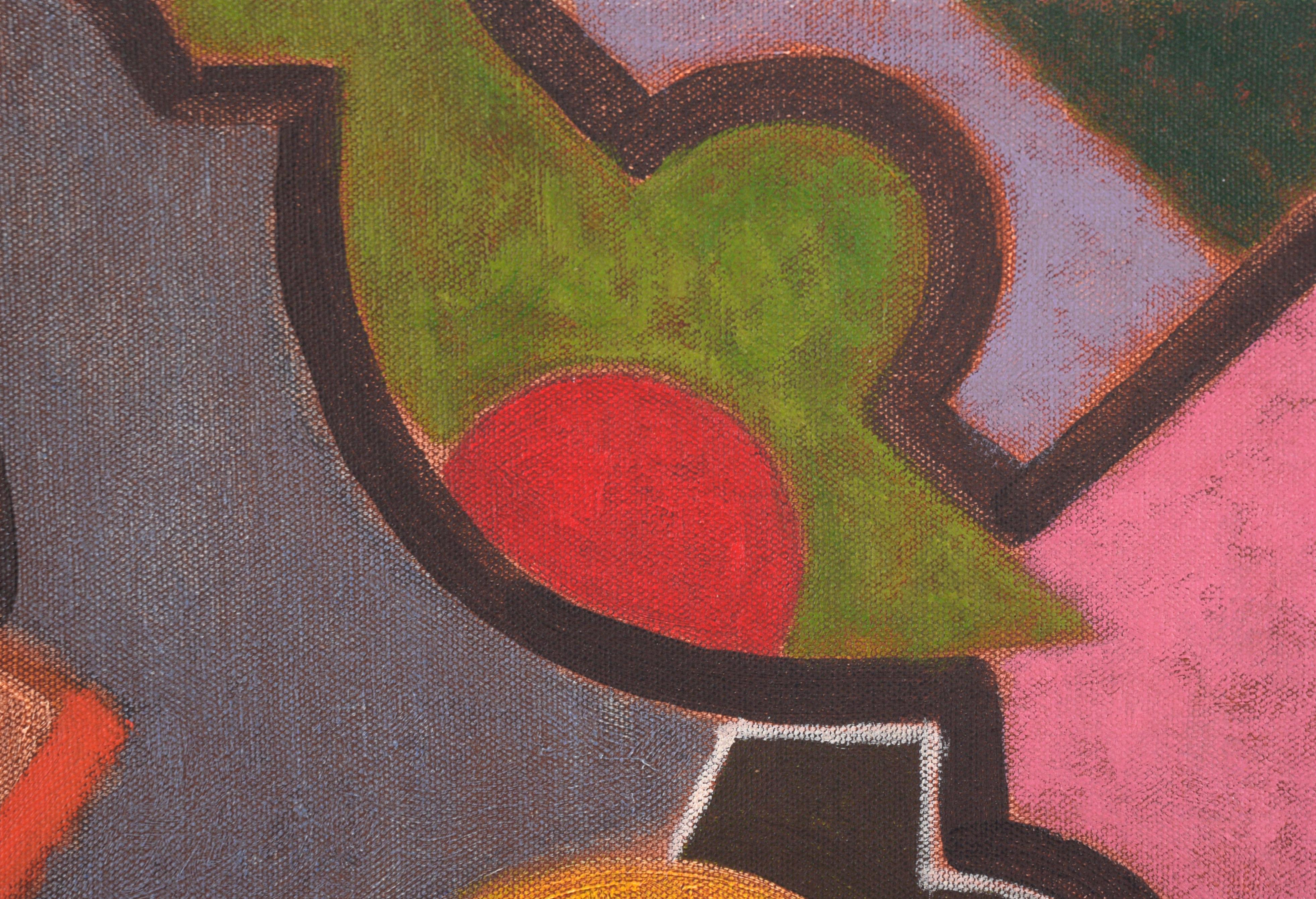 Abstrakte geometrische Komposition „Rhino“ in Öl auf Leinwand – Painting von Rod Norman