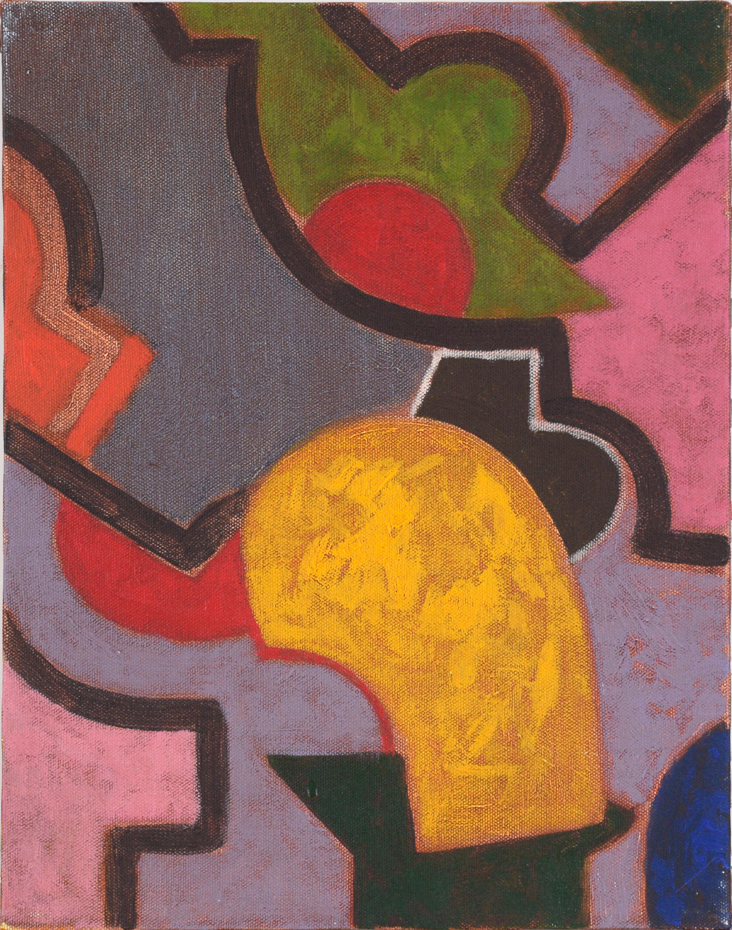 Abstract Painting Rod Norman - "Rhino" Composition géométrique abstraite à l'huile sur toile
