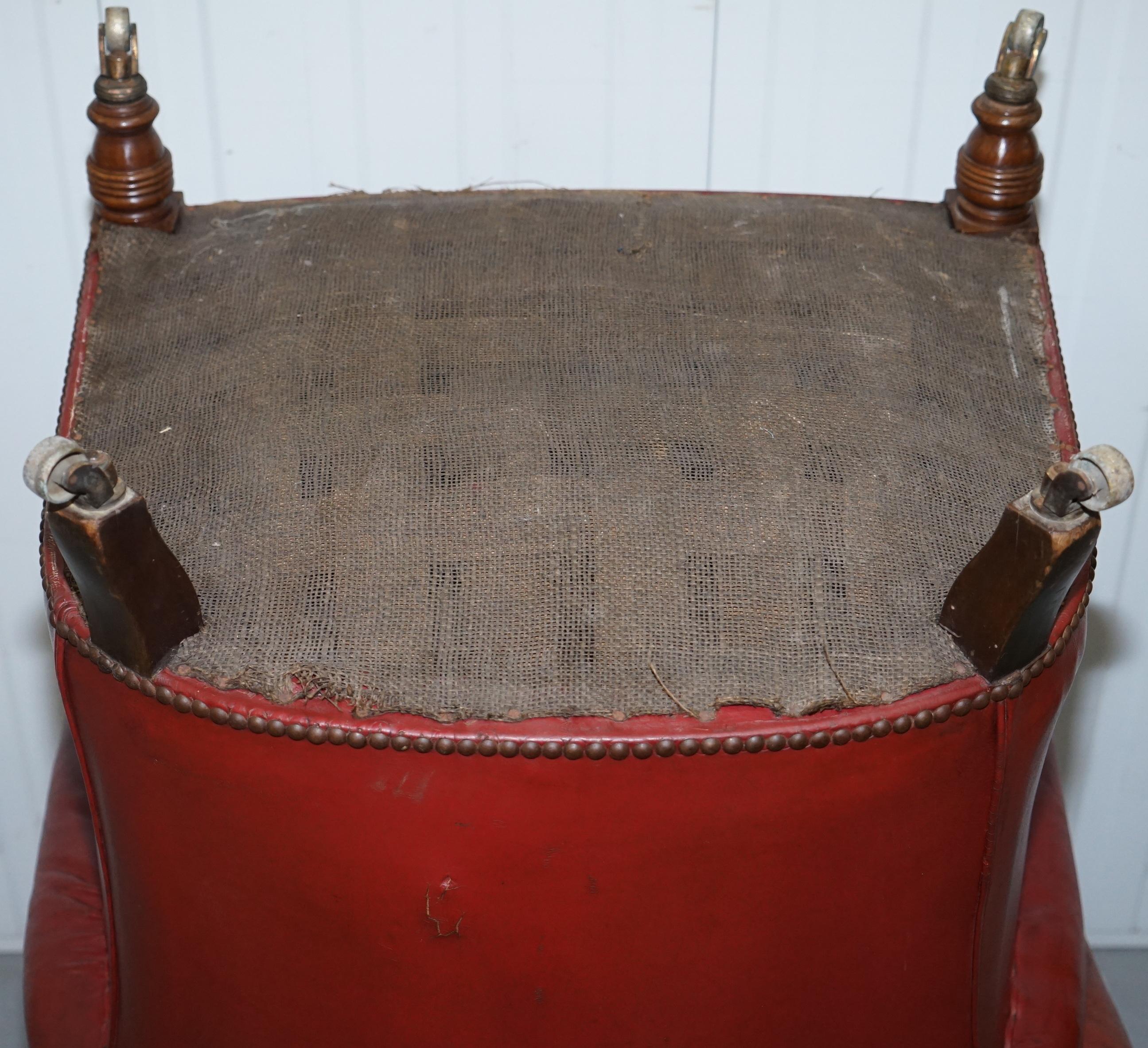 Rod Stewart Essex Home Howard & Son's Victorian Blood Red Leather Armchairs For Sale 3