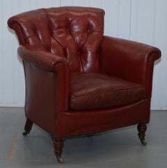 Rod Stewart Essex Home Howard & Son's Victorian Blood Red Leather Armchairs
