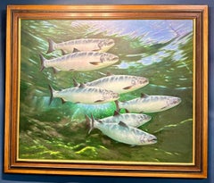 Underwater oil painting of Sun Dappled Trout swimming