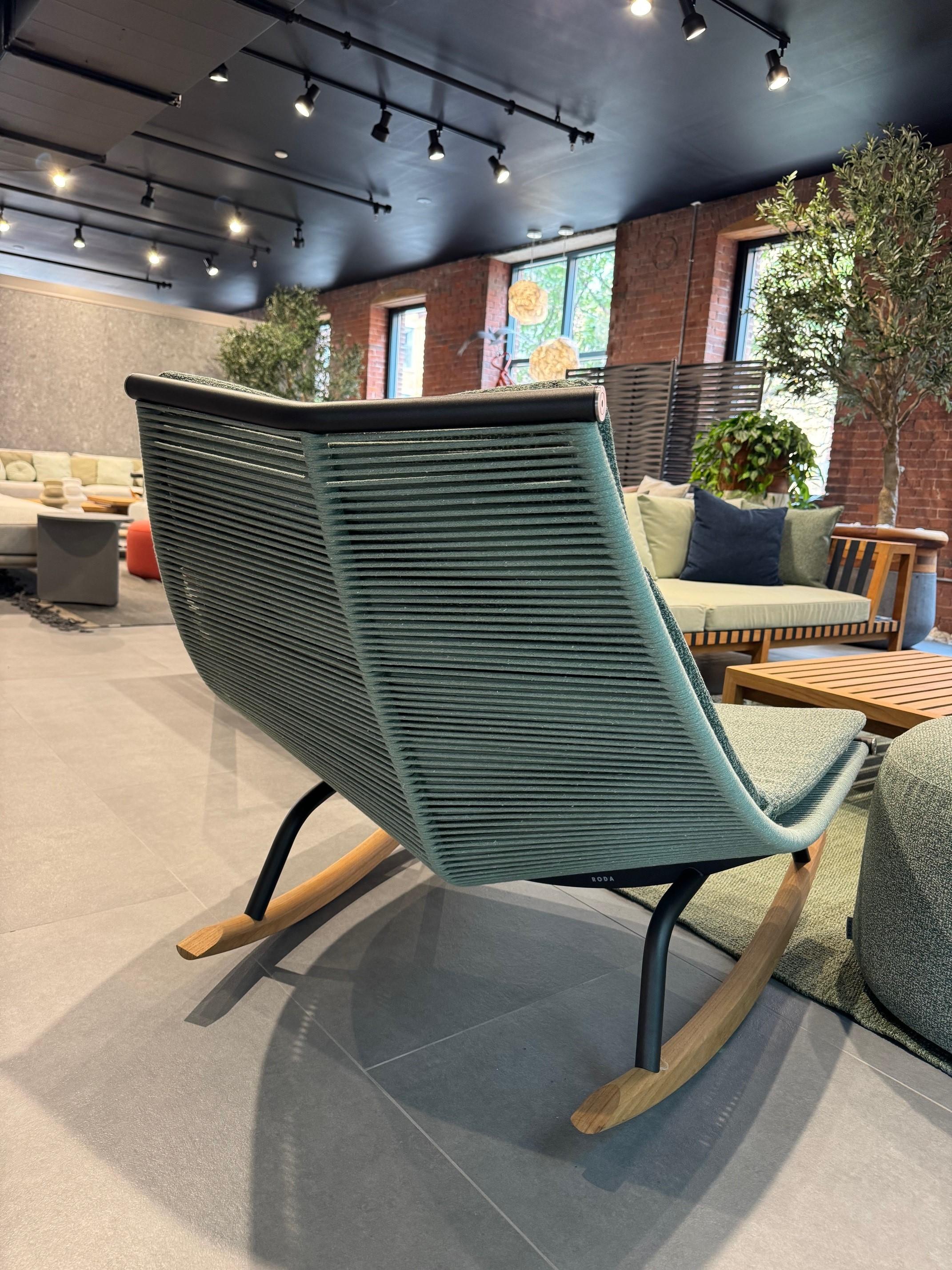 Modern Roda Outdoor Furniture Set - Network Sofa, Laze Rocking Chair, Tables and Rug