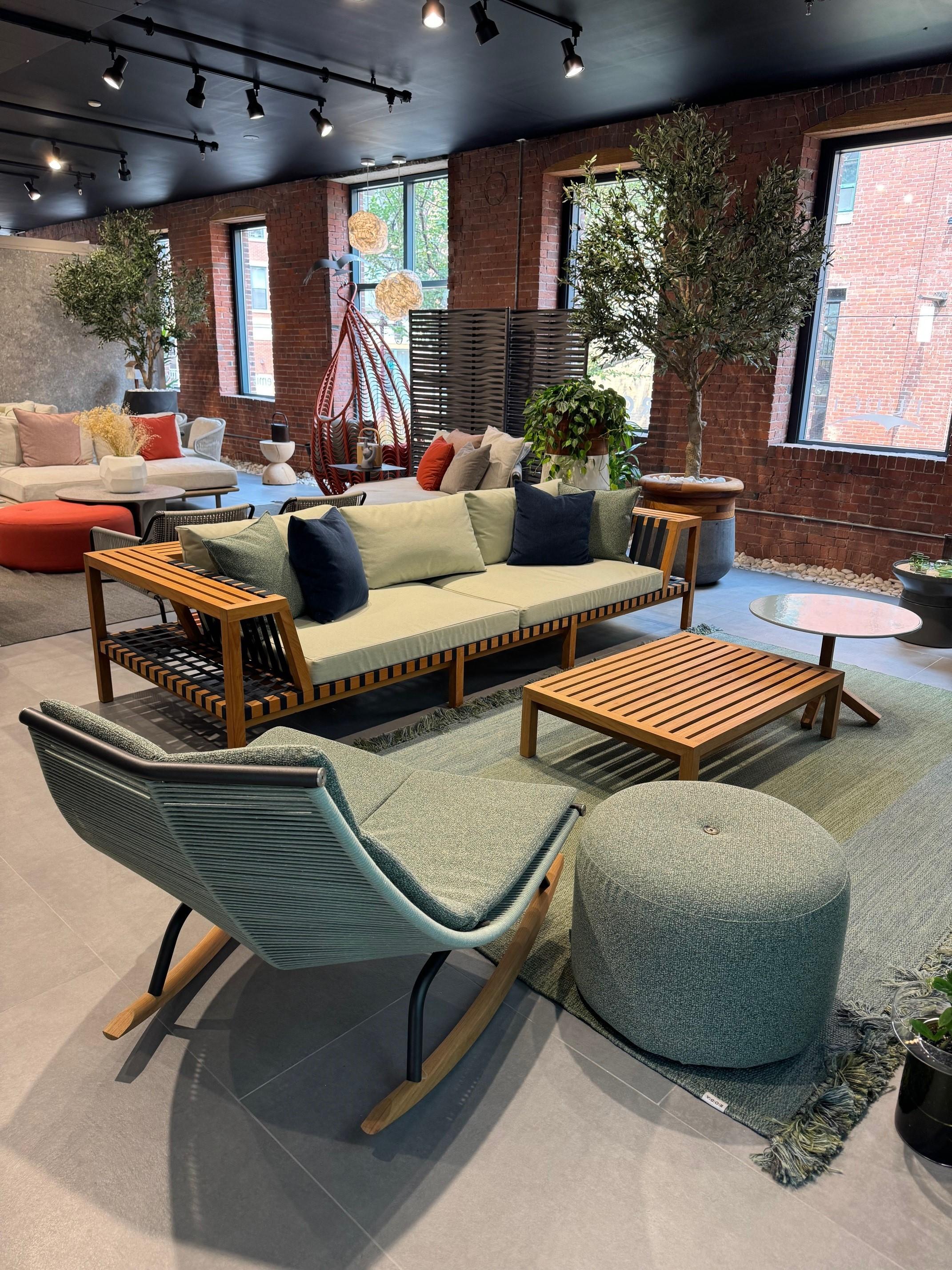 Italian Roda Outdoor Furniture Set - Network Sofa, Laze Rocking Chair, Tables and Rug