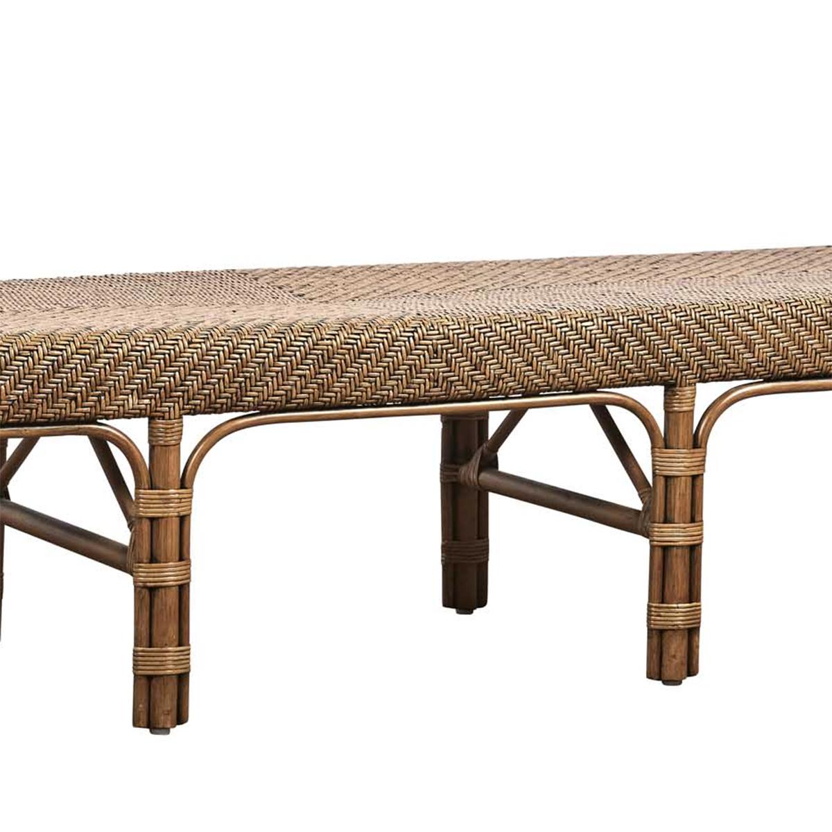 French Roda Rattan Bench For Sale
