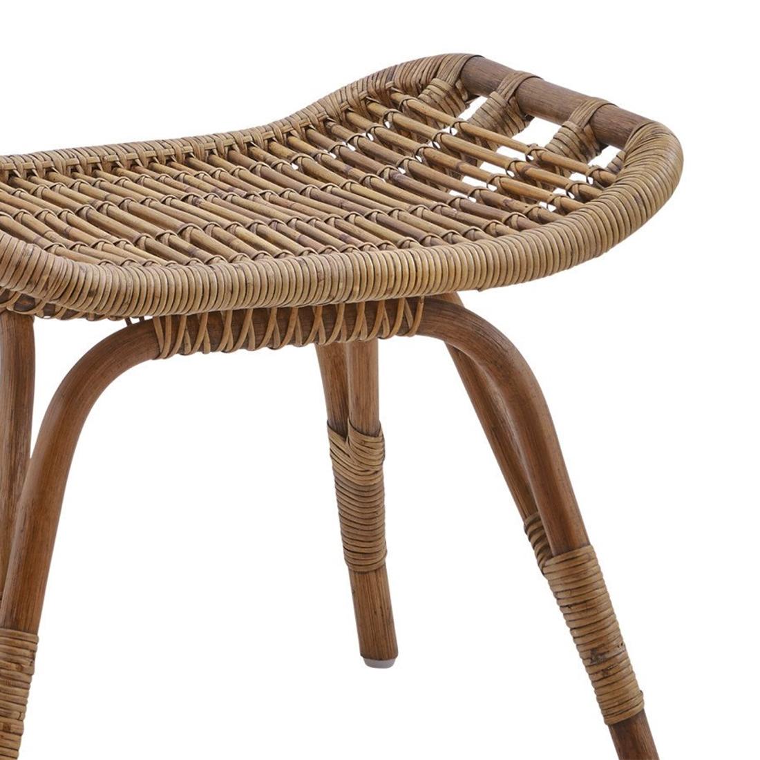 French Roda Rattan Stool For Sale