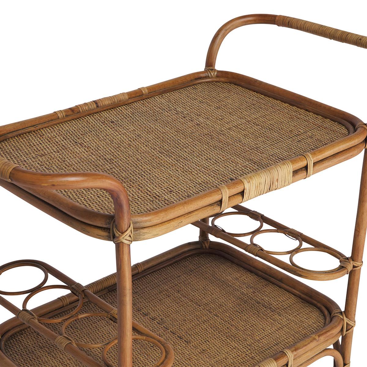 Hand-Crafted Roda Rattan Trolley For Sale