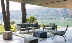 RODA Stork Side table with Teak legs & Natural Grey Stone top