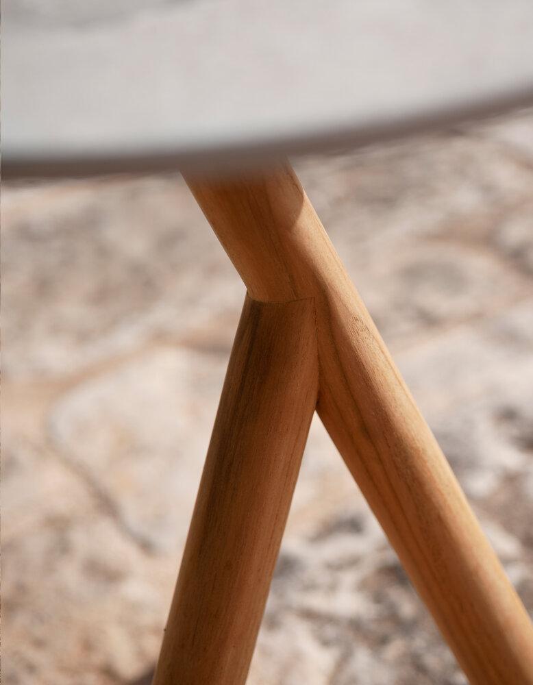 RODA Cigüeña Mesa auxiliar con patas de teca y tapa de piedra gris natural Italiano