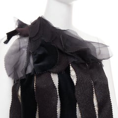 RODARTE 2007 : robe mi-longue vintage à une épaule, superposée, en velours et dentelle, taille UK 8 S