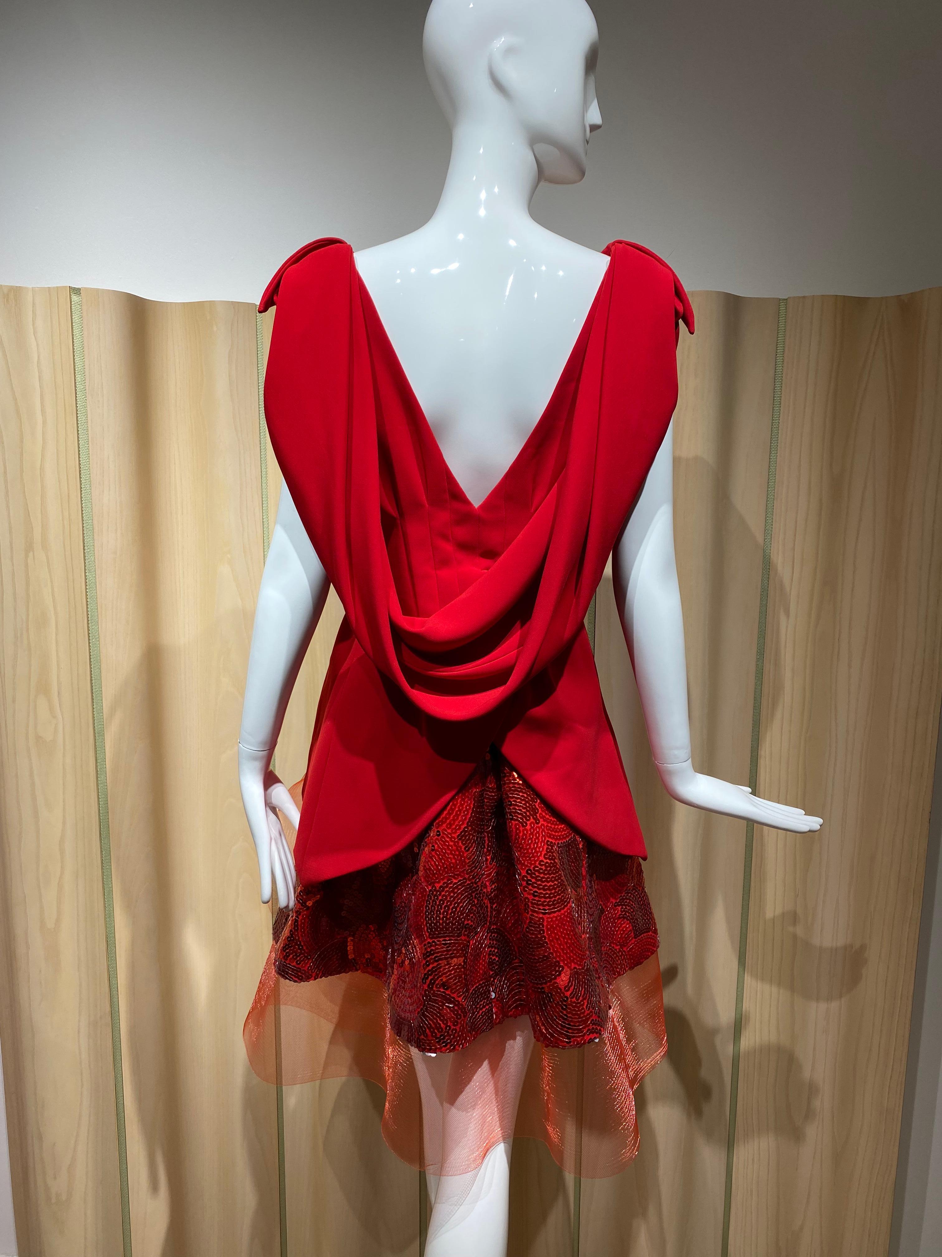 Rodarte 2011 Runway Red Top and Skirt Set For Sale 8