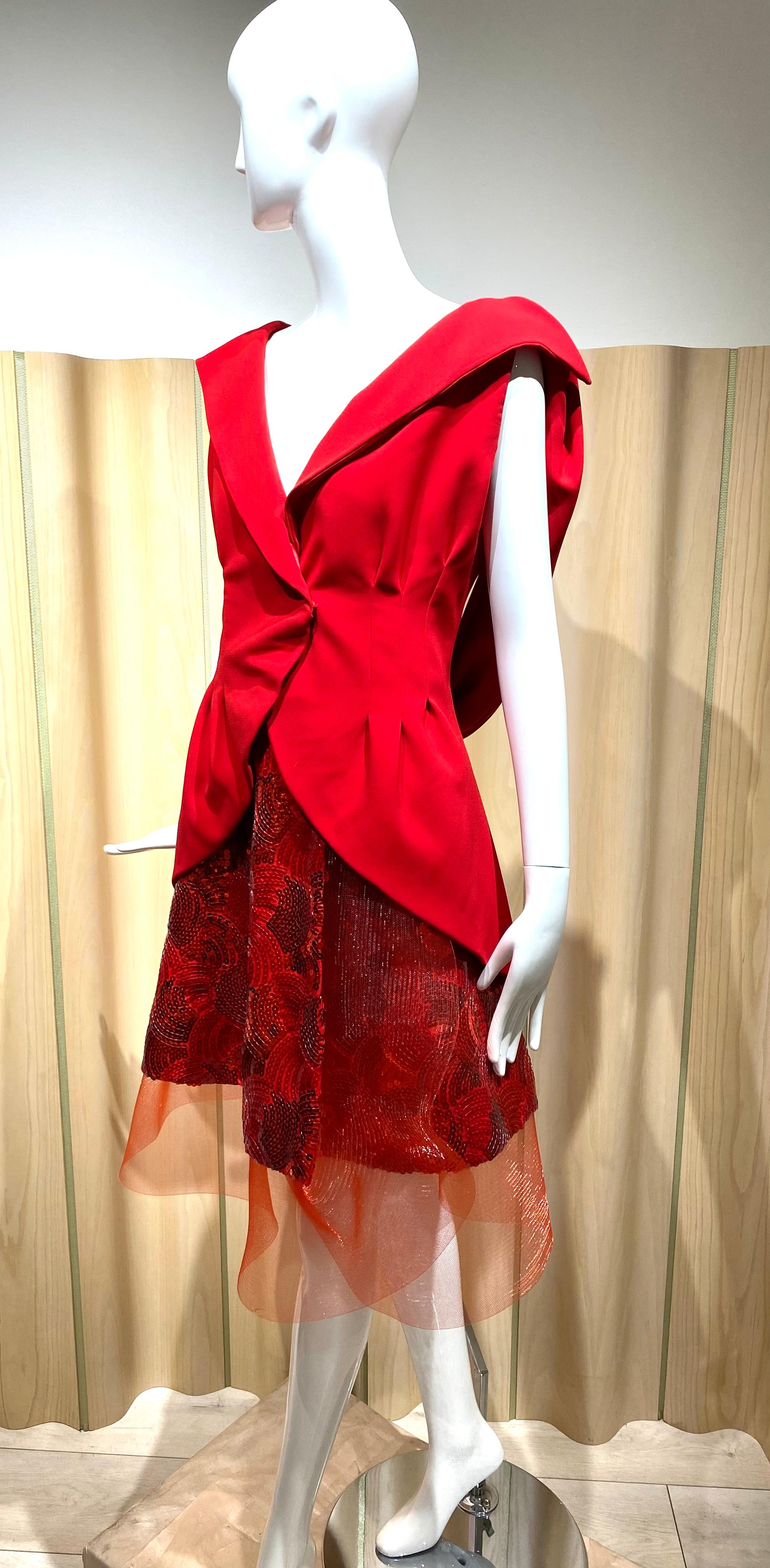 Rodarte 2011 Runway Red Top and Skirt Set For Sale 9