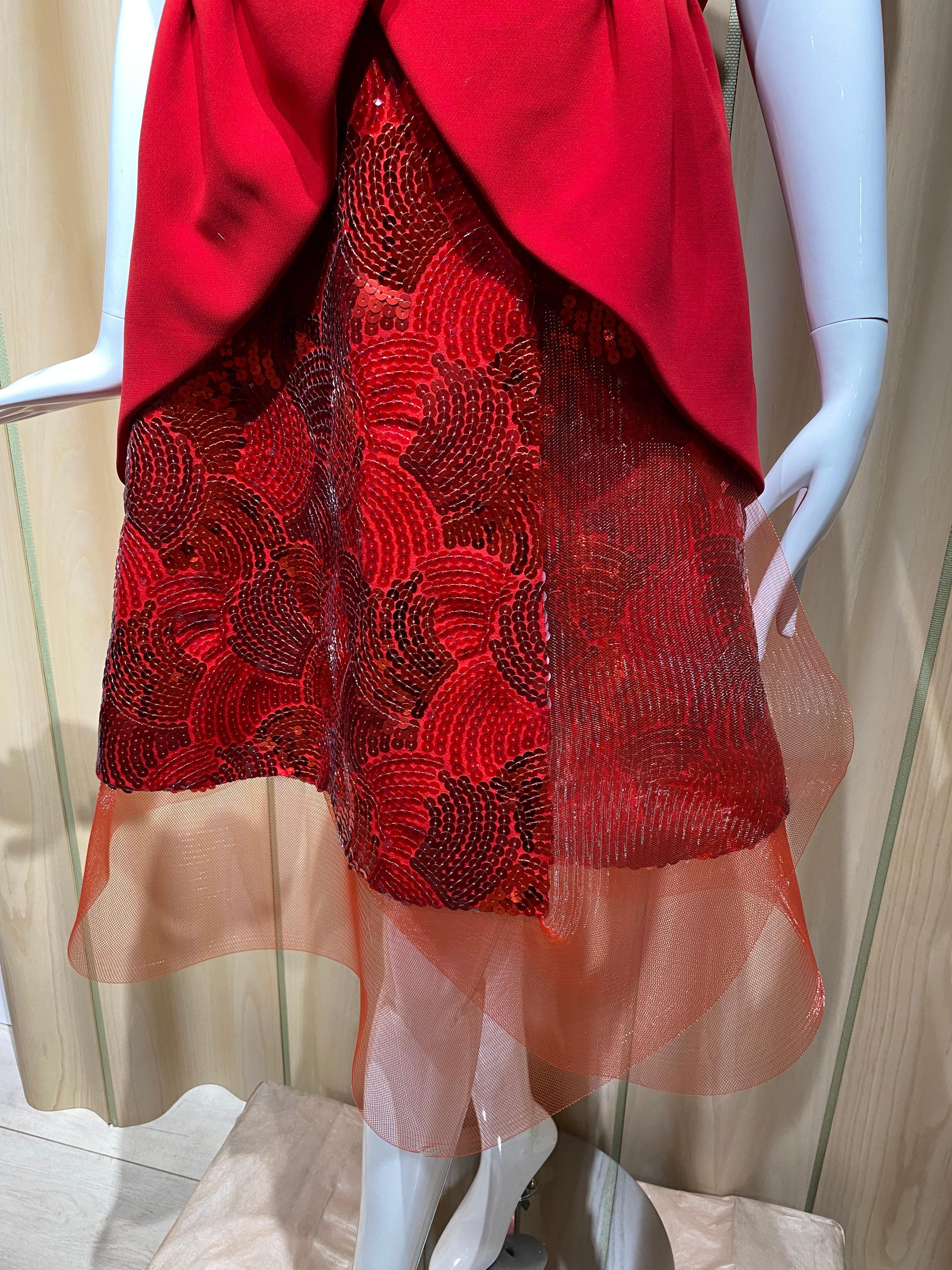 Rodarte 2011 Runway Red Top and Skirt Set For Sale 13
