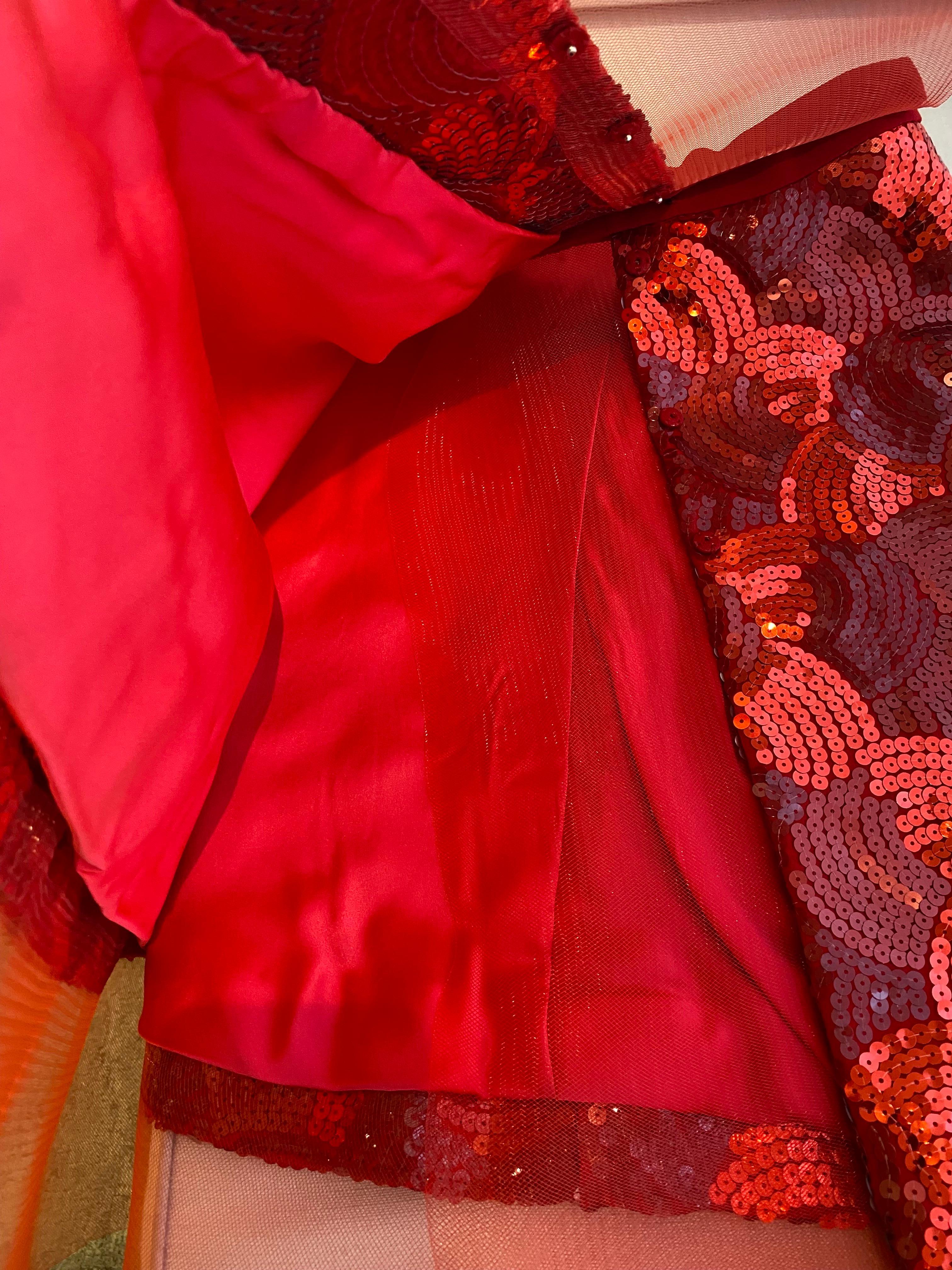 Women's Rodarte 2011 Runway Red Top and Skirt Set For Sale