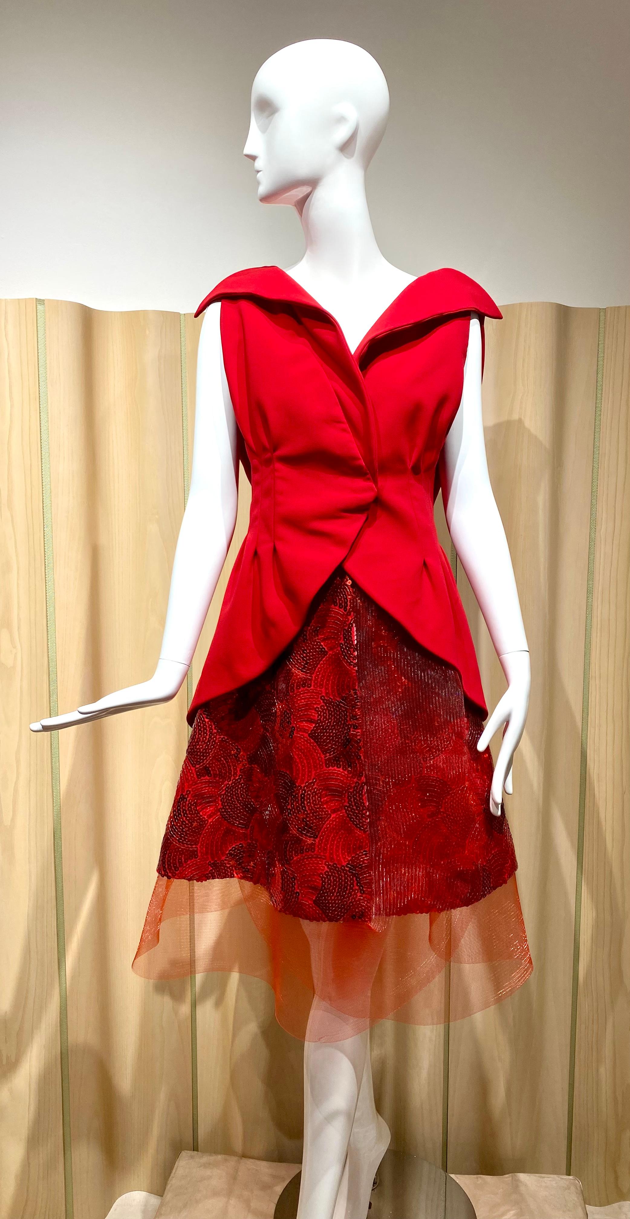 Rodarte 2011 Runway Red Top and Skirt Set For Sale 3