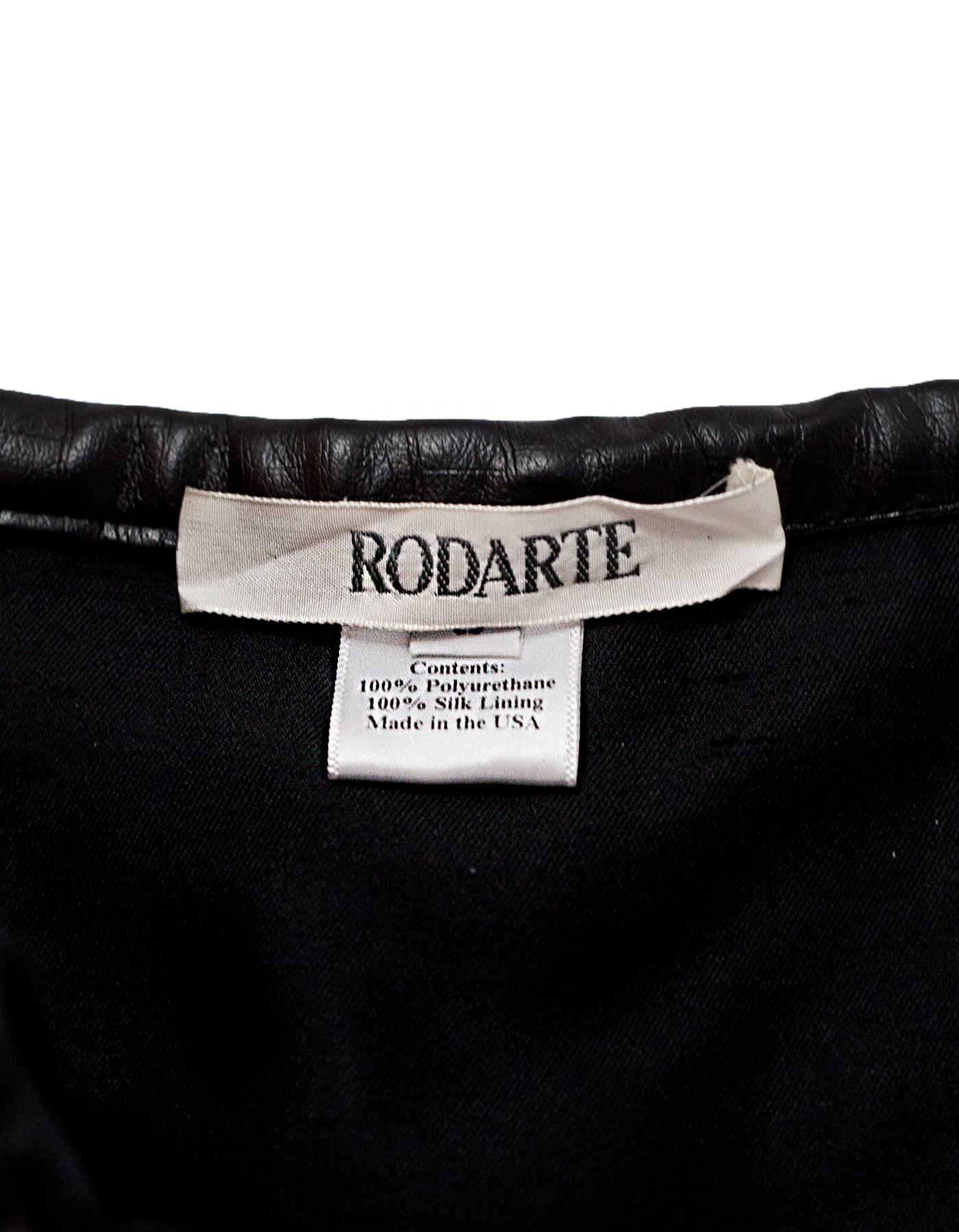 Rodarte Black Ruched Faux Leather Mini Skirt Sz 6 1