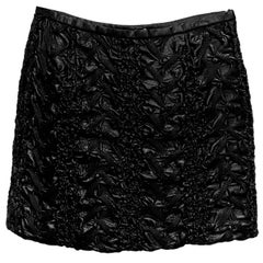 Rodarte Black Ruched Faux Leather Mini Skirt Sz 6