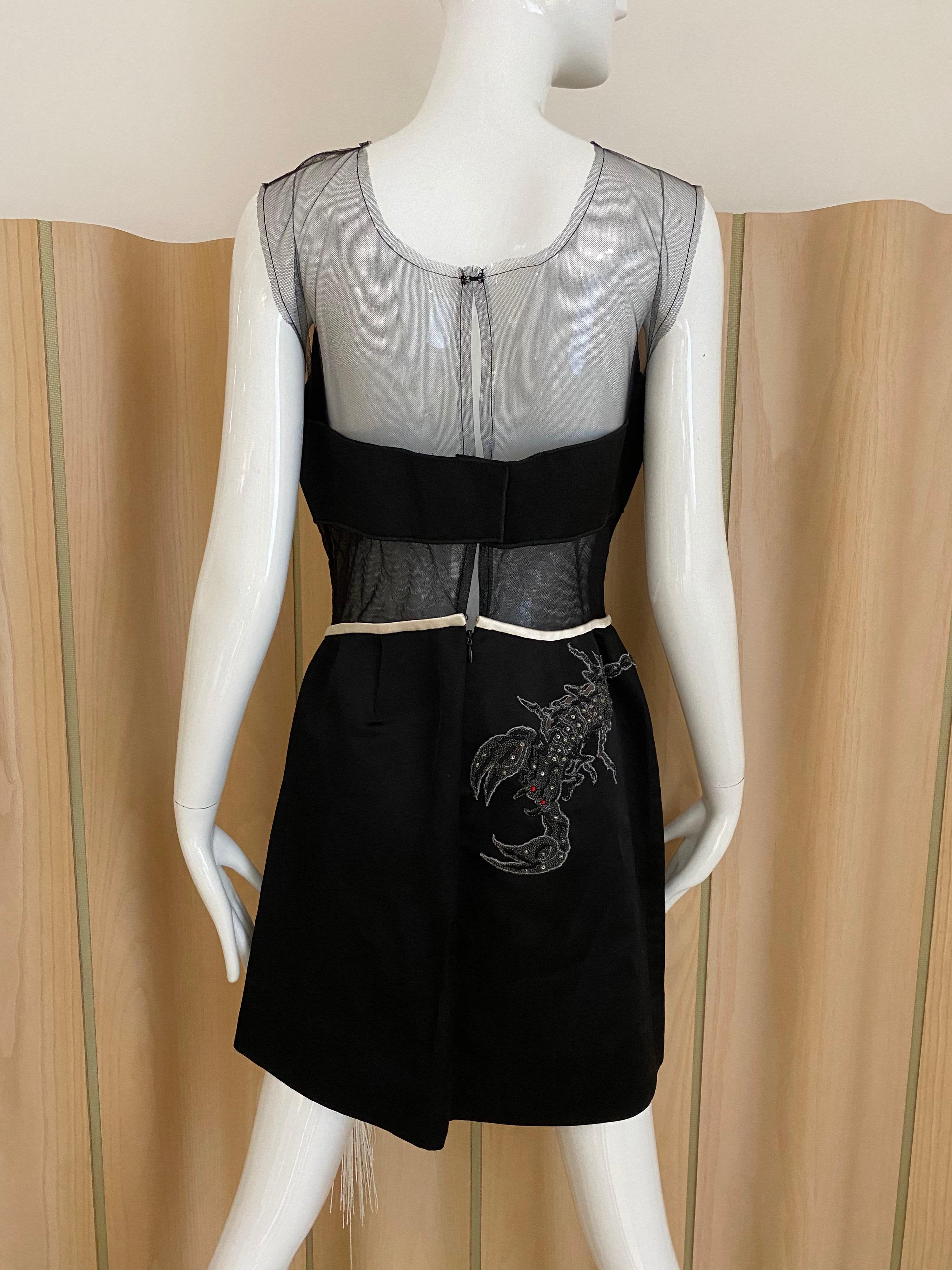 Women's Rodarte Black Silk Mesh Embroidery Dress