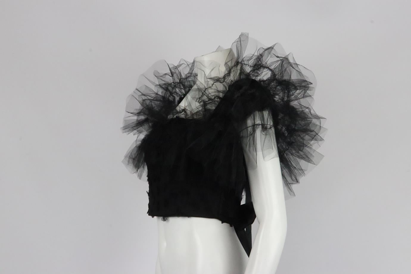 Rodarte Cropped Bow Detailed Tulle Top Medium In Excellent Condition In London, GB